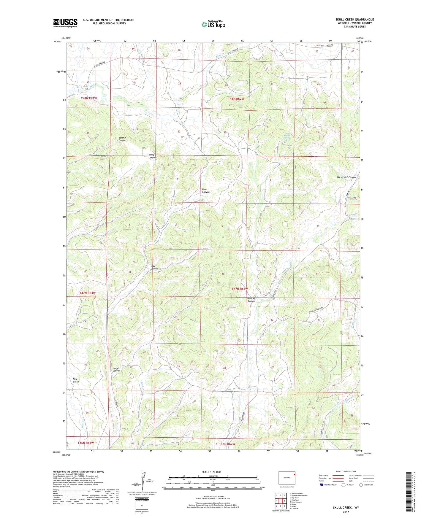 Skull Creek Wyoming US Topo Map Image