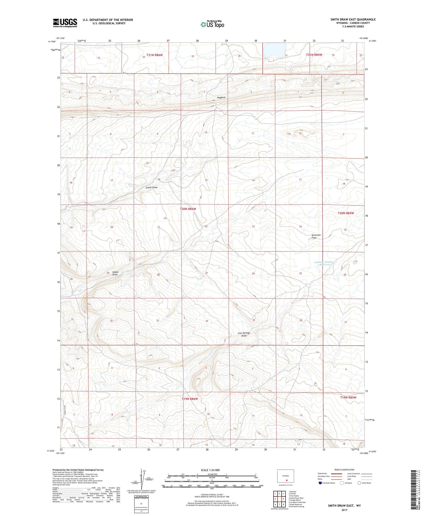 Smith Draw East Wyoming US Topo Map Image