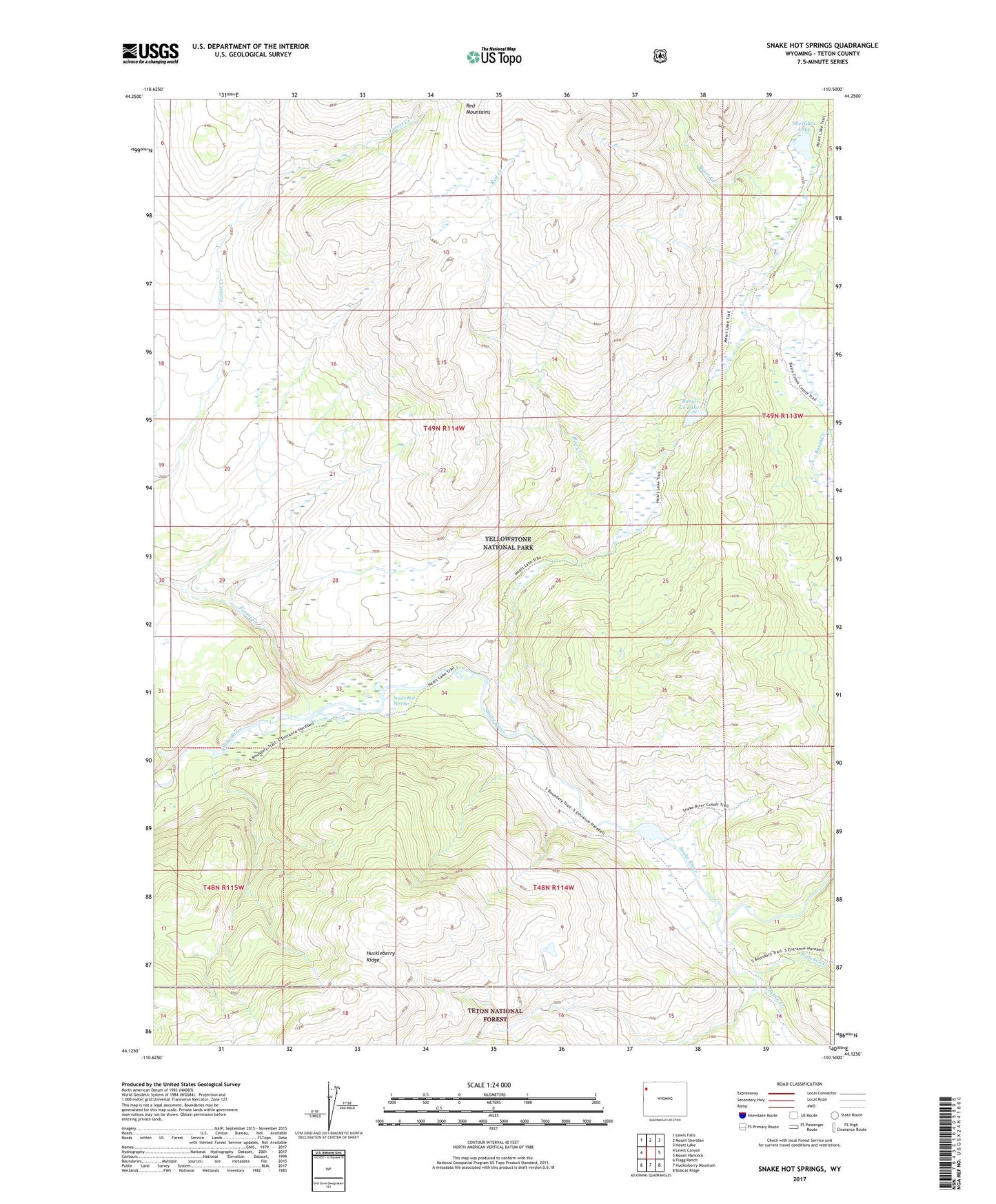 Snake Hot Springs Wyoming US Topo Map Image