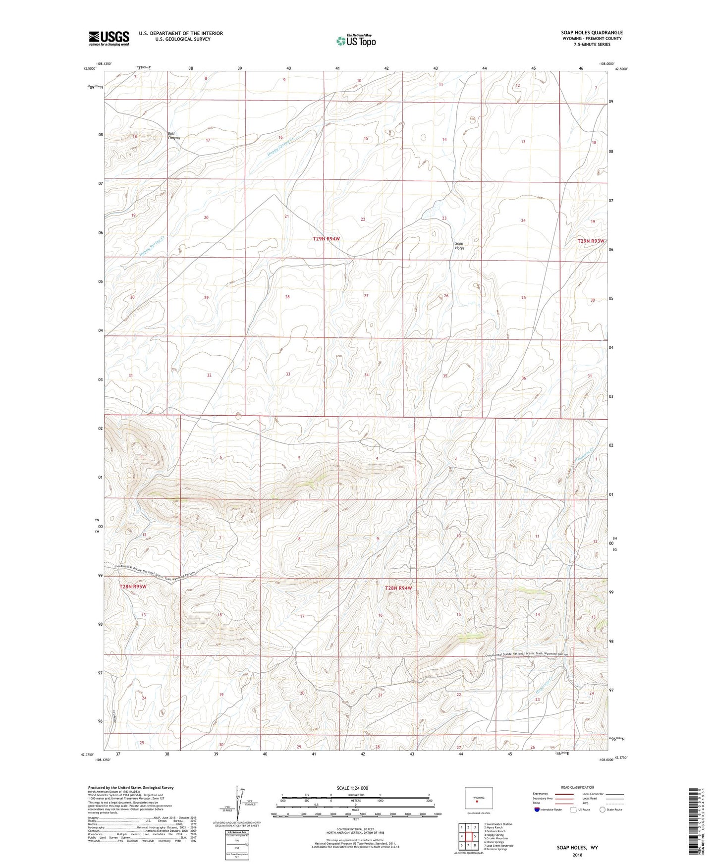 Soap Holes Wyoming US Topo Map Image