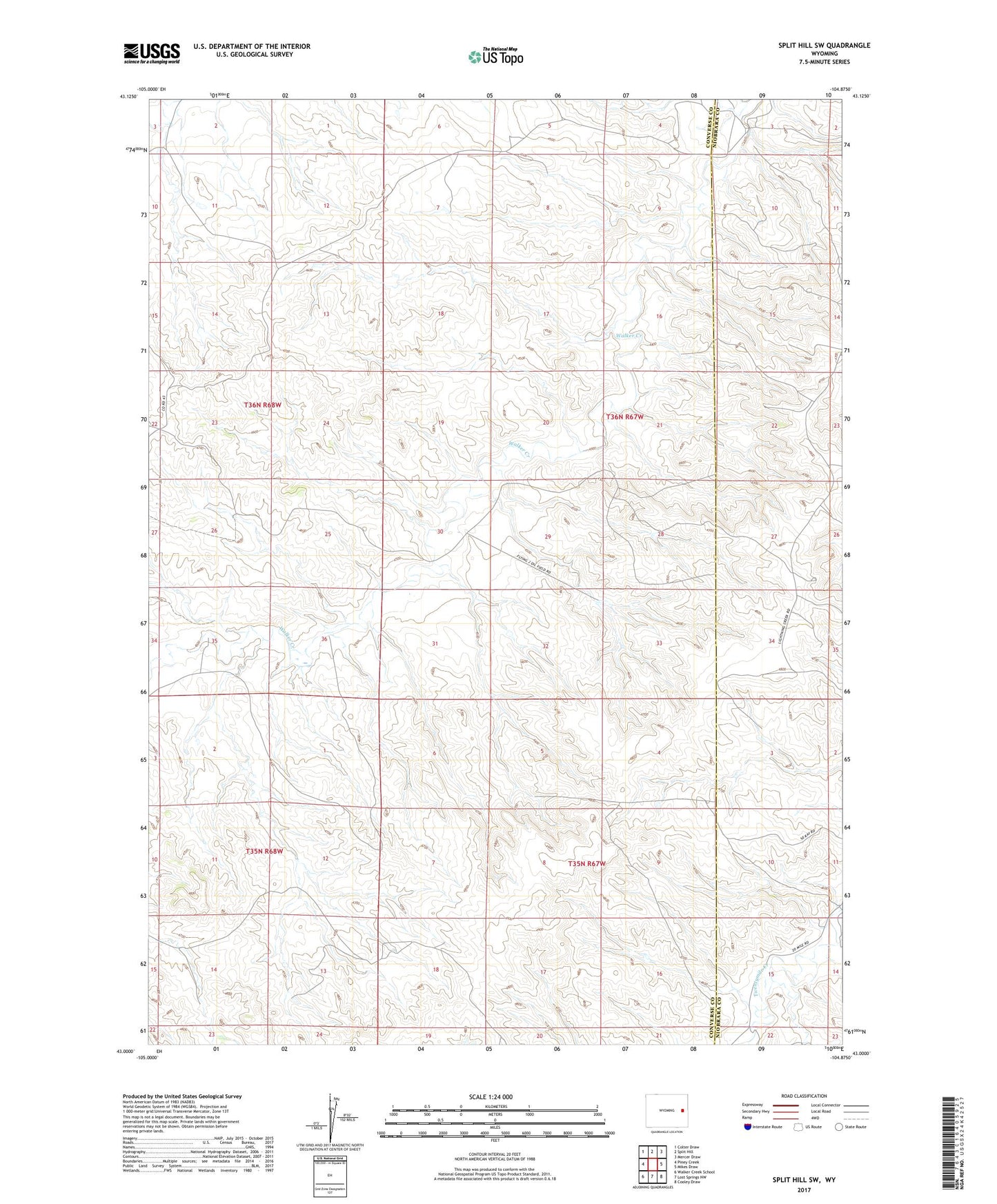 Split Hill SW Wyoming US Topo Map Image