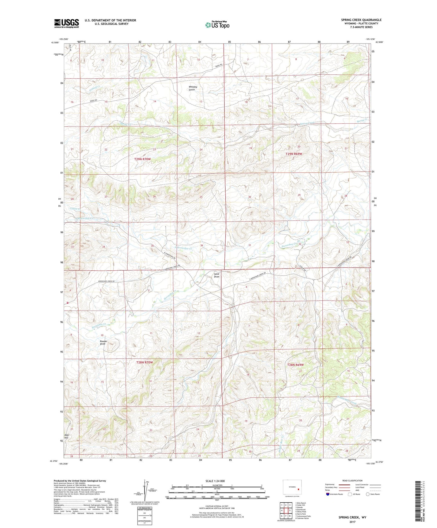 Spring Creek Wyoming US Topo Map Image