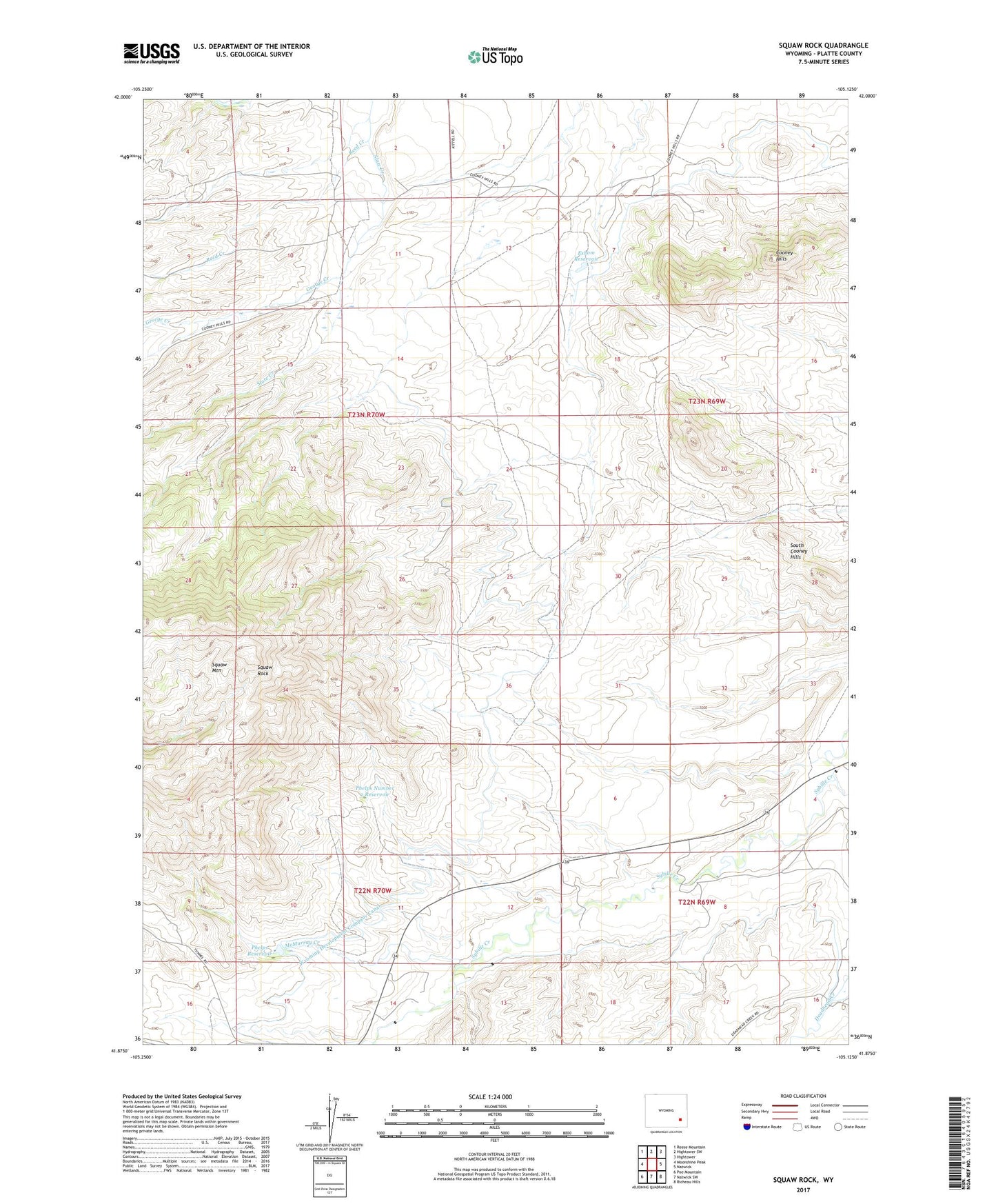 Squaw Rock Wyoming US Topo Map Image
