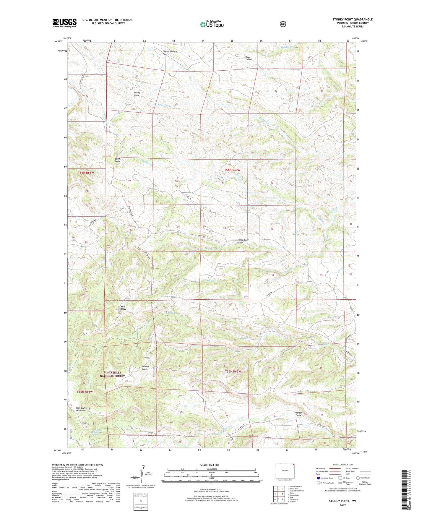 Stoney Point Wyoming US Topo Map Image