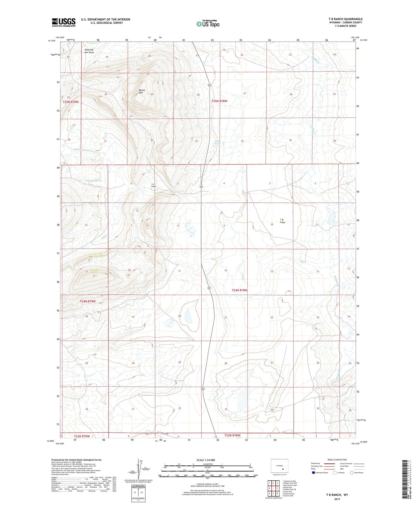 T B Ranch Wyoming US Topo Map Image