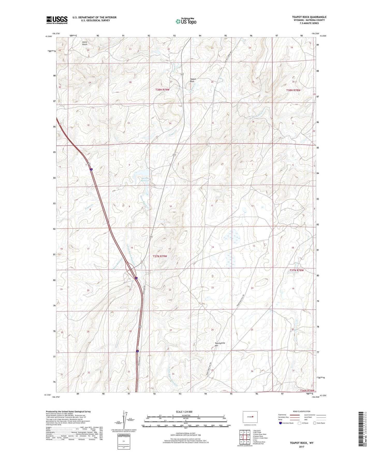 Teapot Rock Wyoming US Topo Map Image