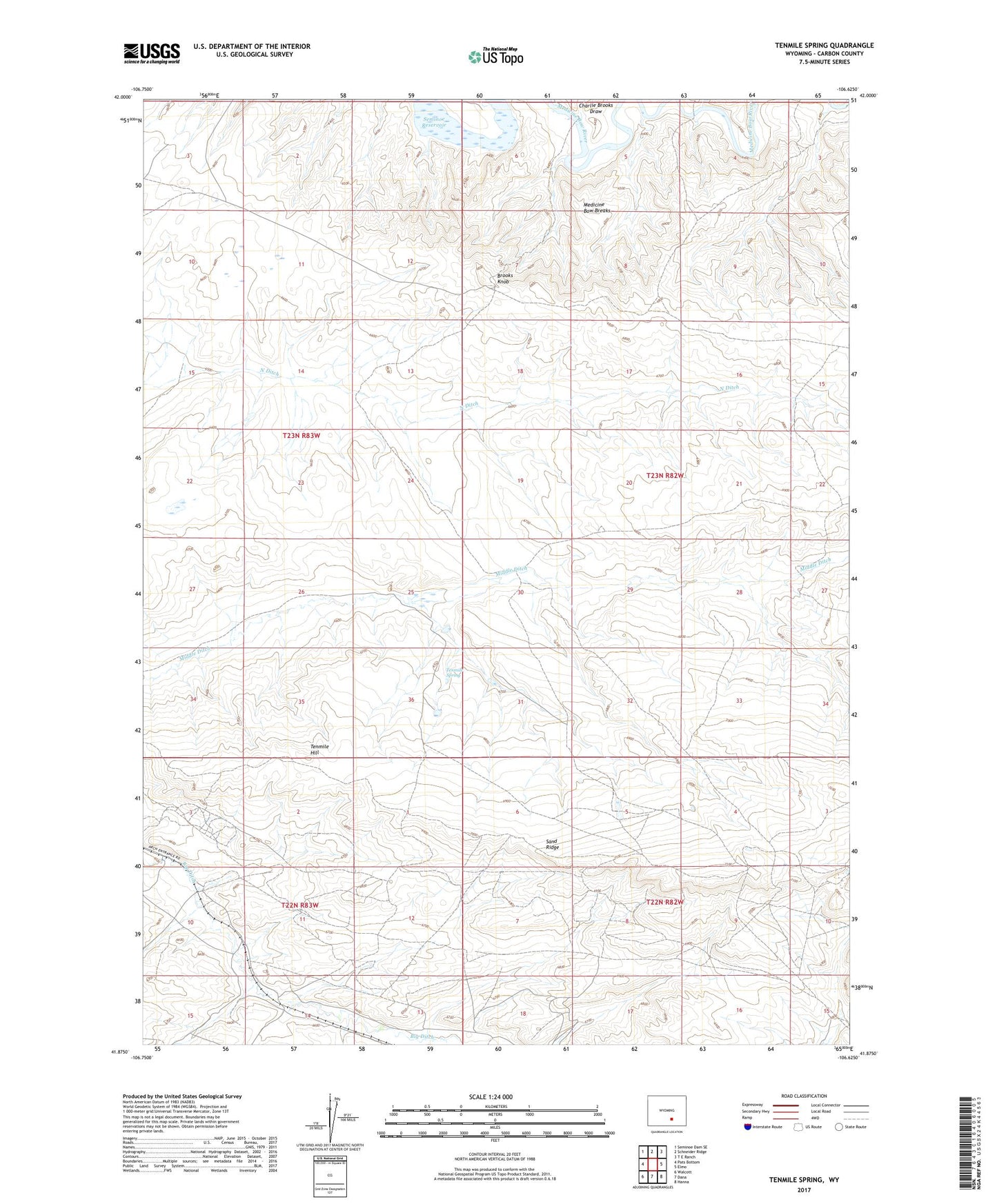Tenmile Spring Wyoming US Topo Map Image