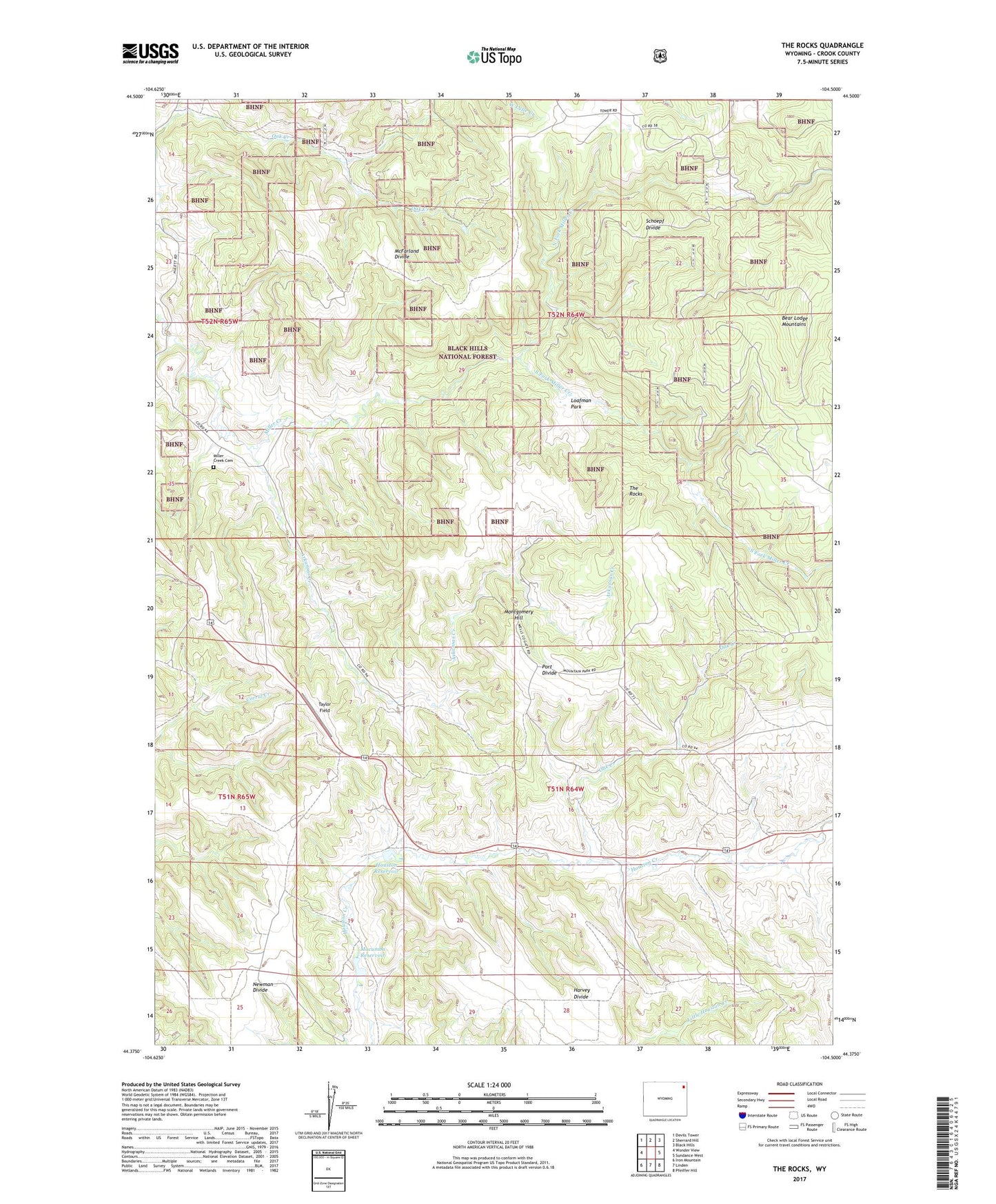 The Rocks Wyoming US Topo Map Image