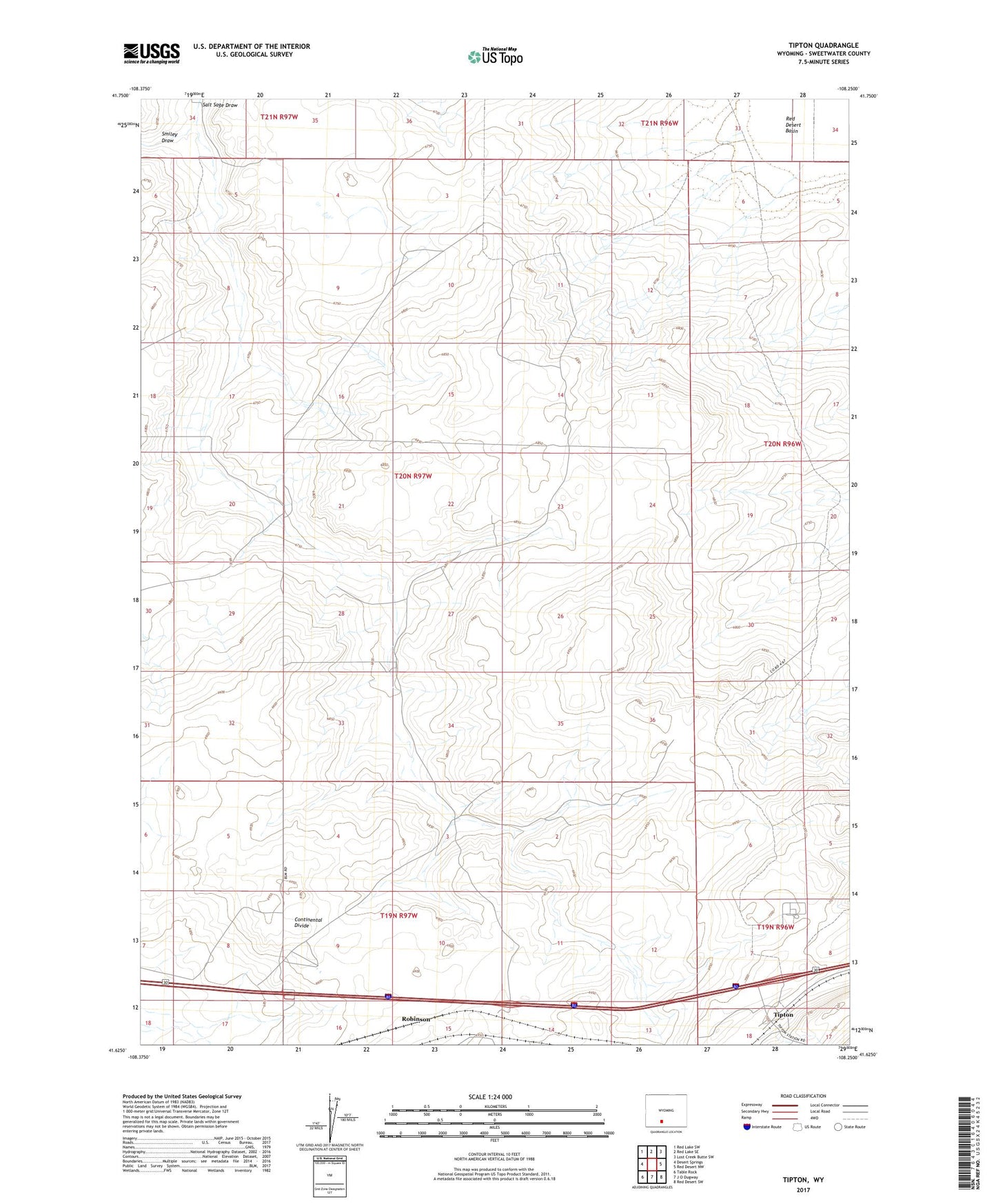 Tipton Wyoming US Topo Map Image
