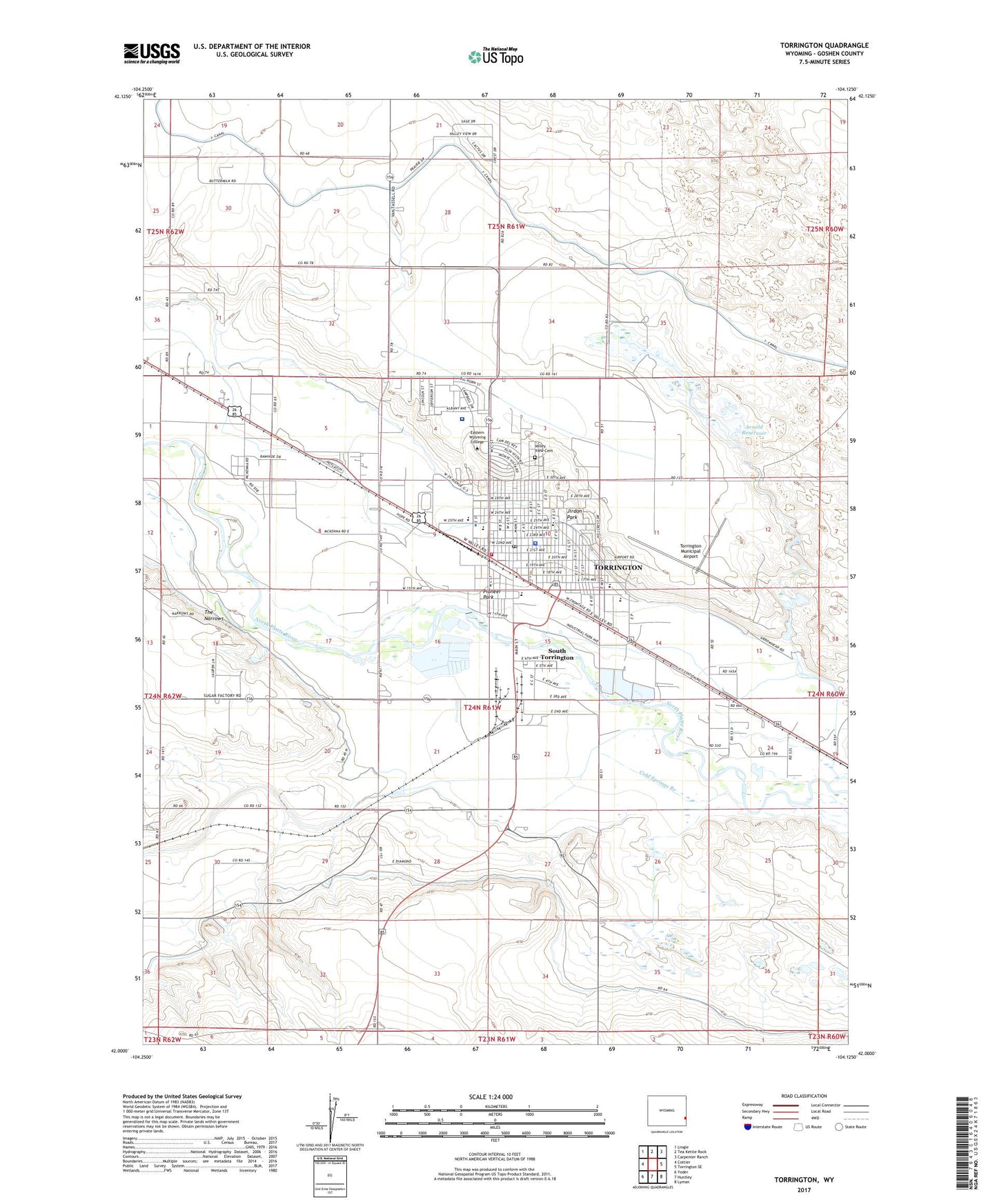 Torrington Wyoming US Topo Map Image