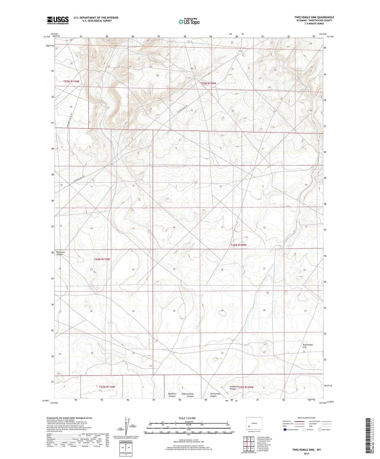 Twelvemile Sink Wyoming US Topo Map Image