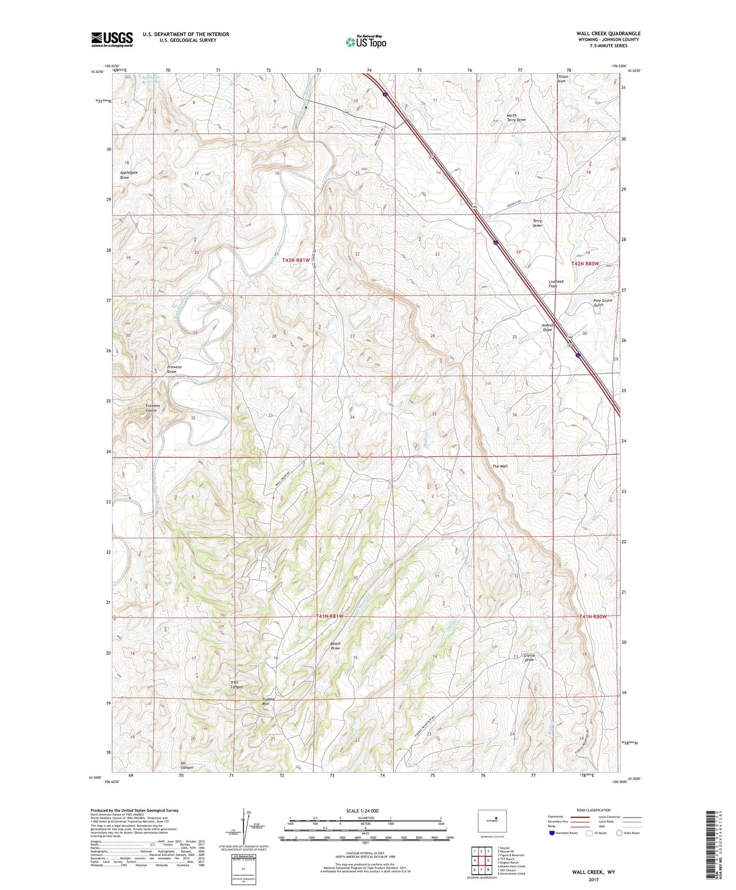 Wall Creek Wyoming US Topo Map Image