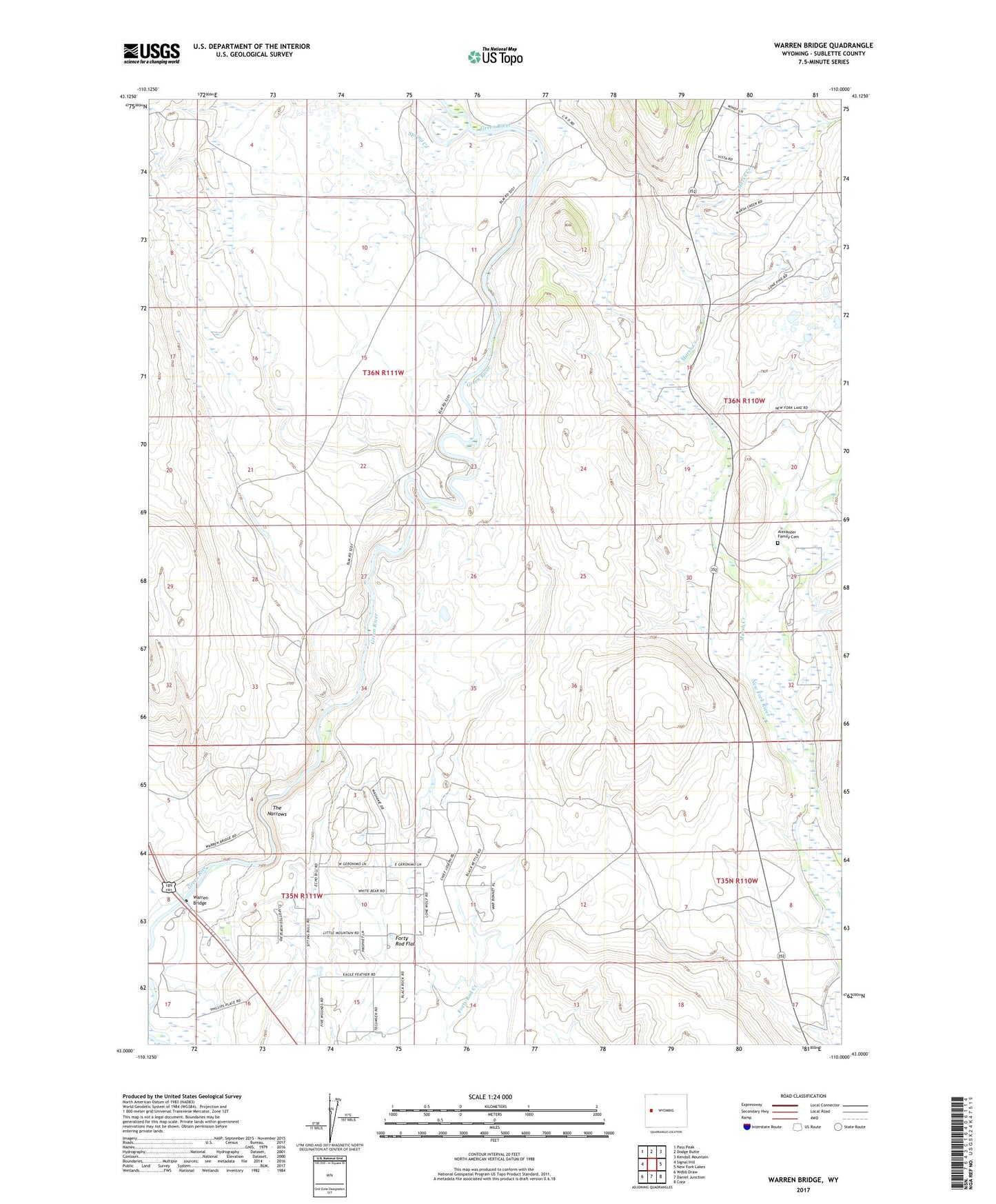 Warren Bridge Wyoming US Topo Map Image