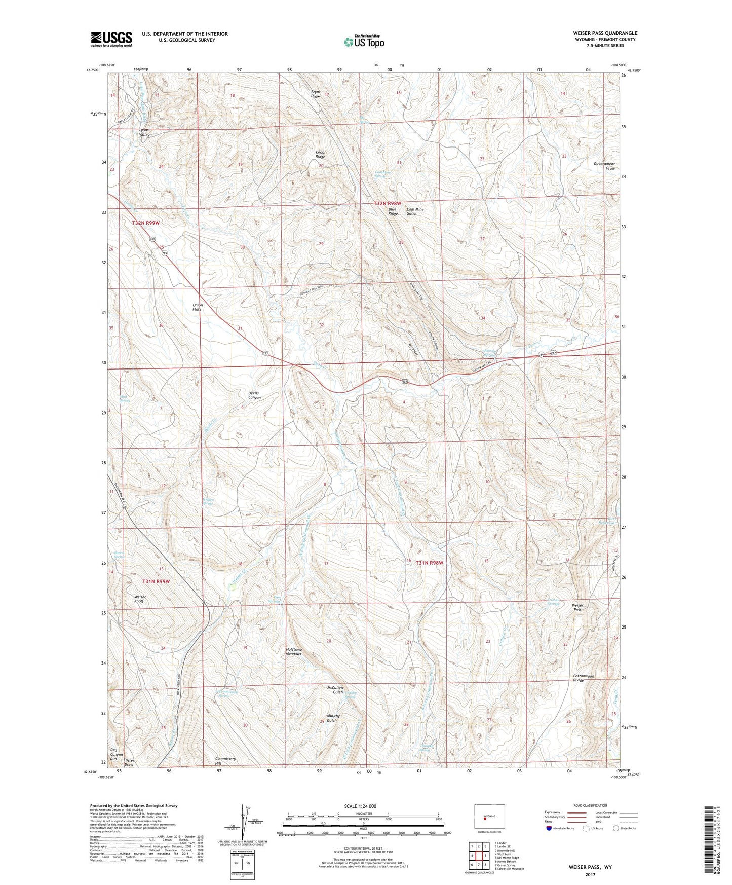 Weiser Pass Wyoming US Topo Map Image