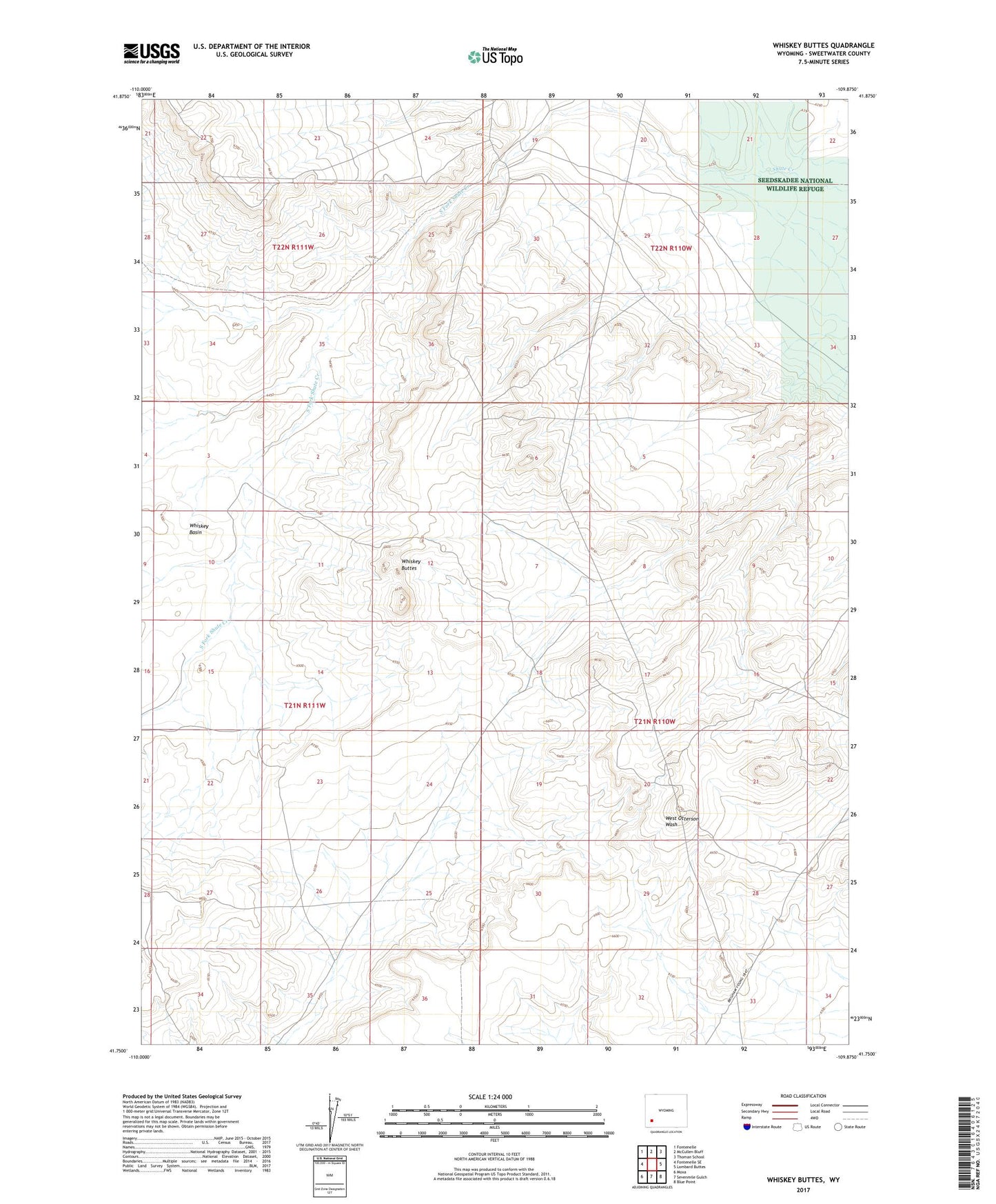 Whiskey Buttes Wyoming US Topo Map Image