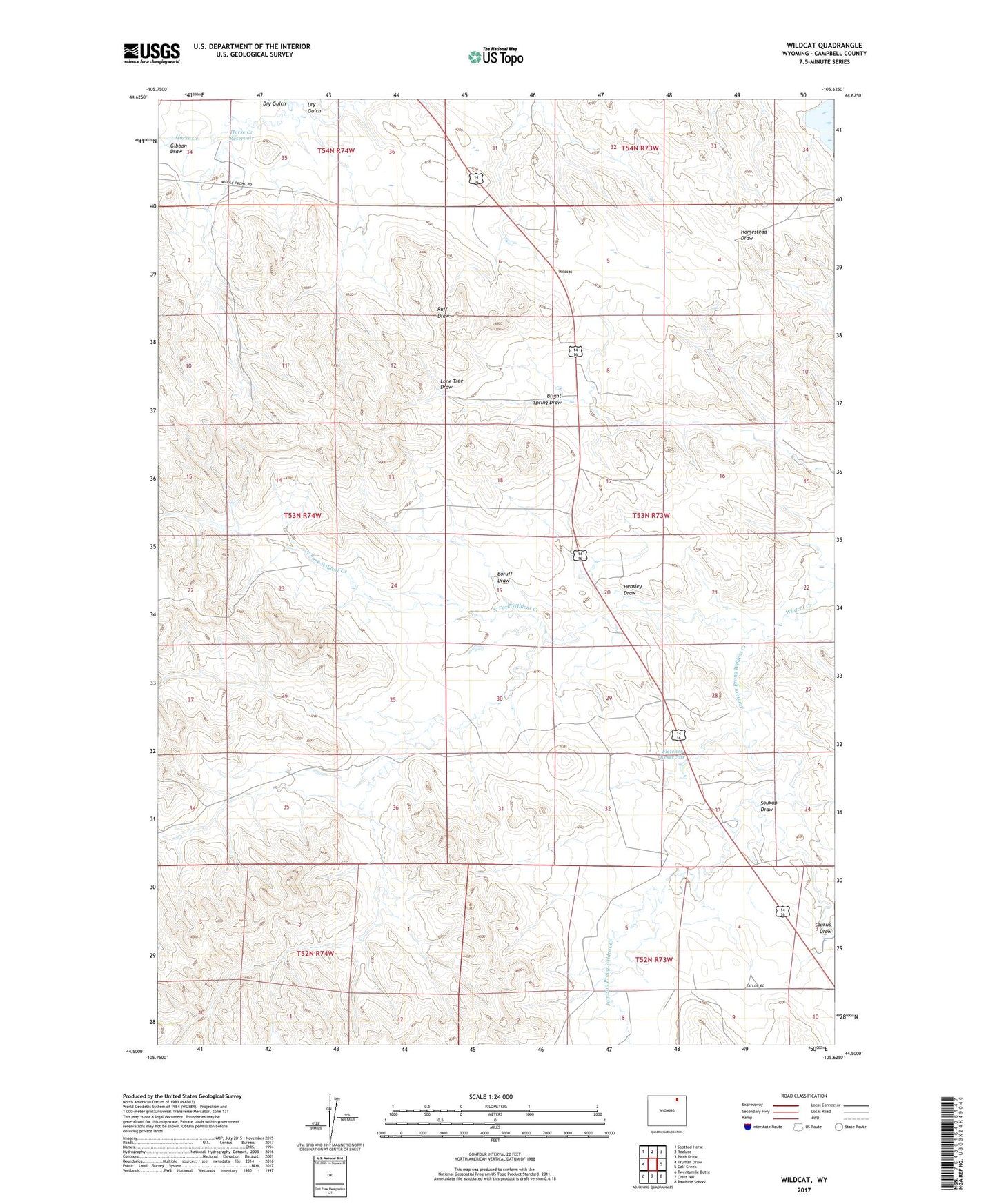 Wildcat Wyoming US Topo Map Image