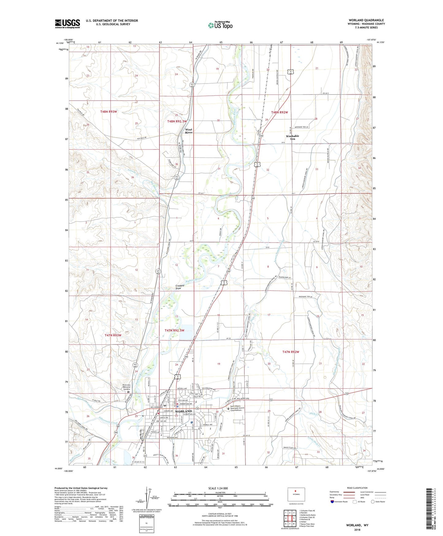 Worland Wyoming US Topo Map Image