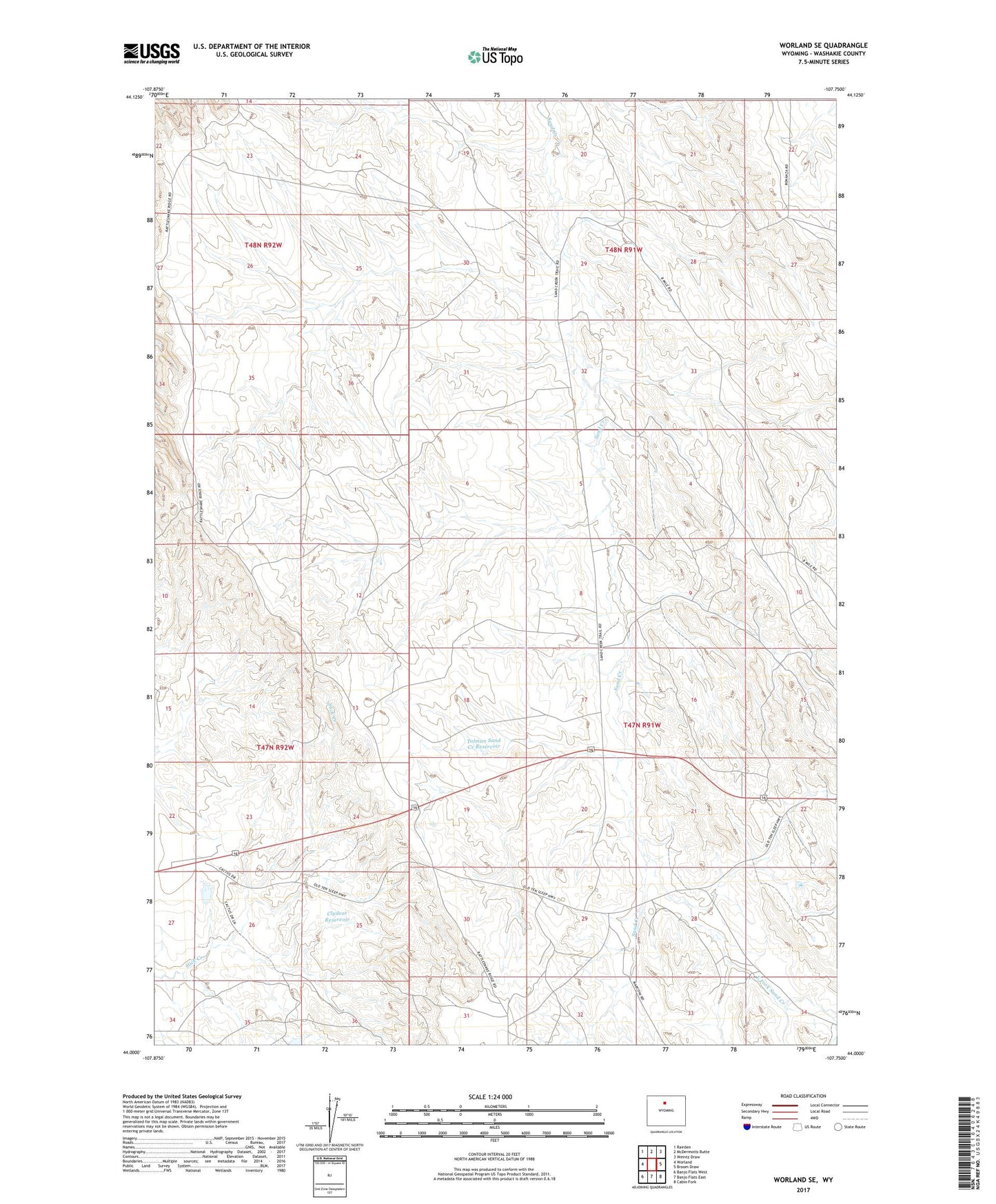 Worland SE Wyoming US Topo Map Image