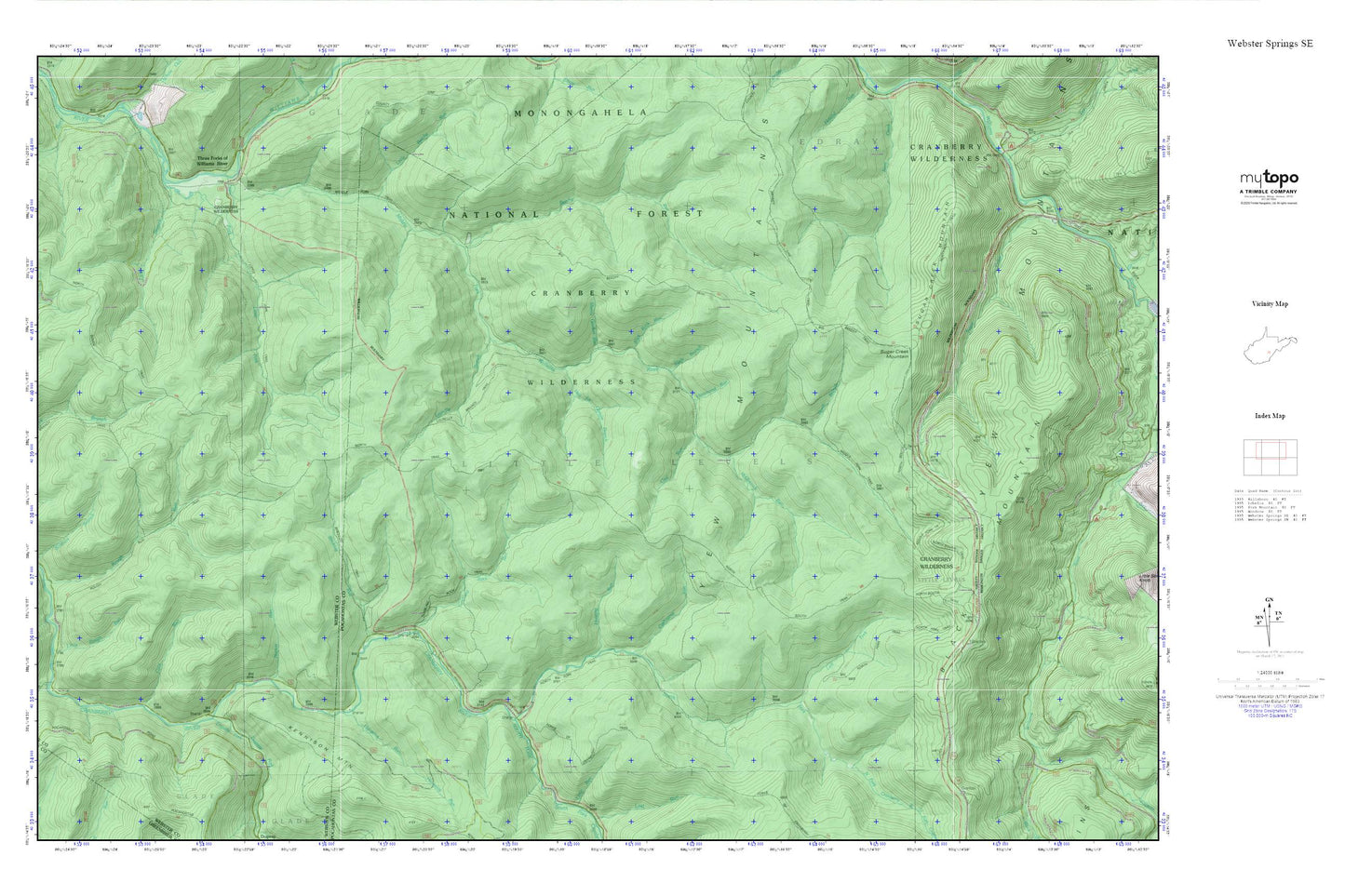 Webster Springs SE MyTopo Explorer Series Map Image