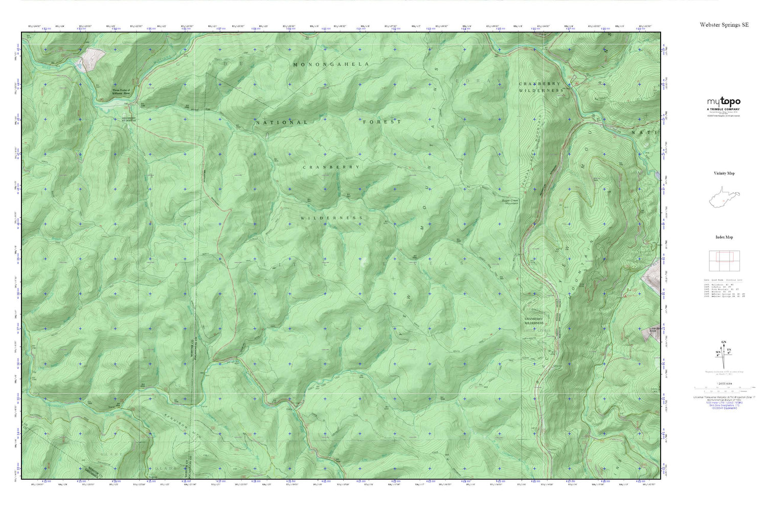 Webster Springs SE MyTopo Explorer Series Map Image