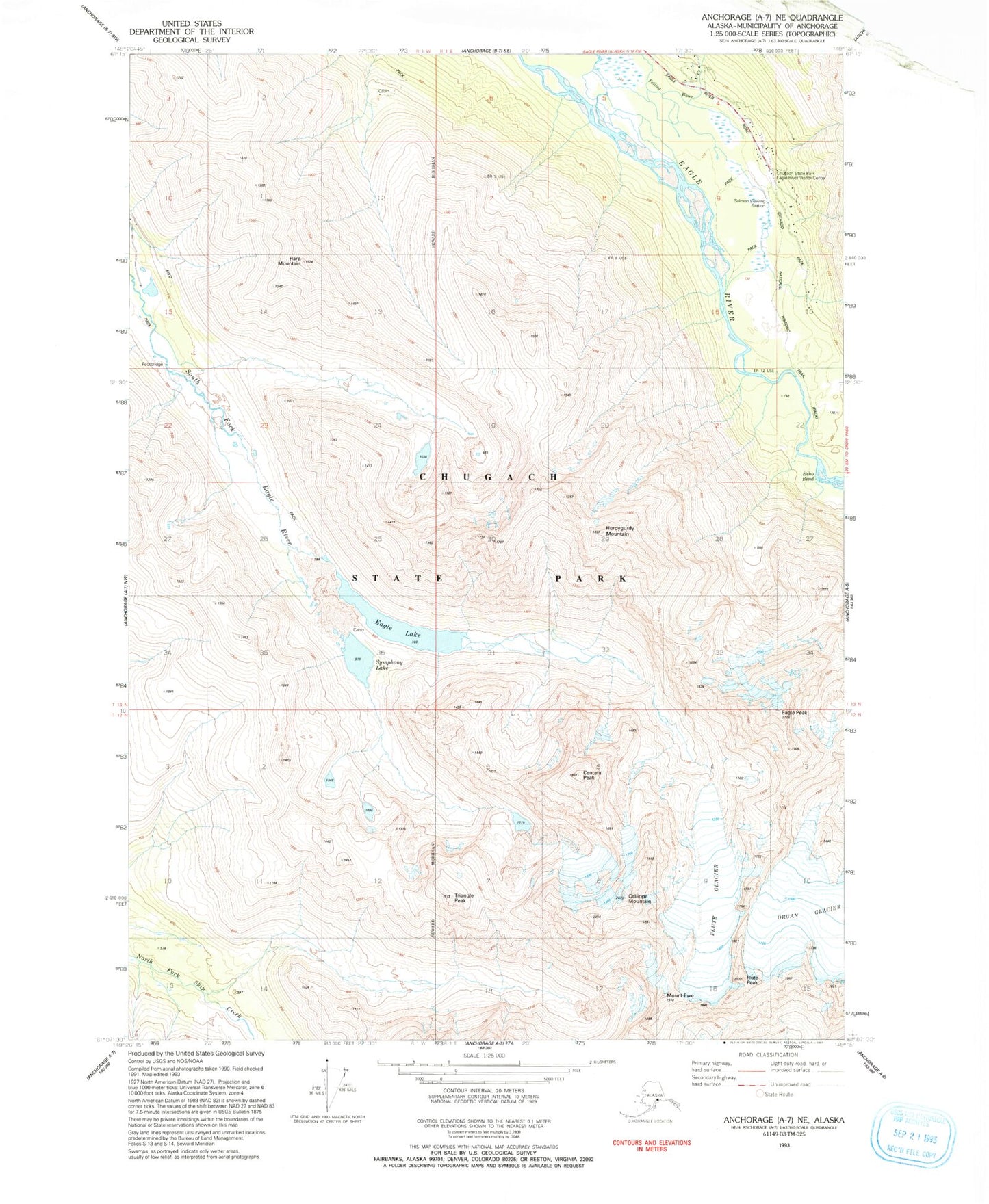 Classic USGS Anchorage A-7 NE Alaska 7.5'x7.5' Topo Map Image