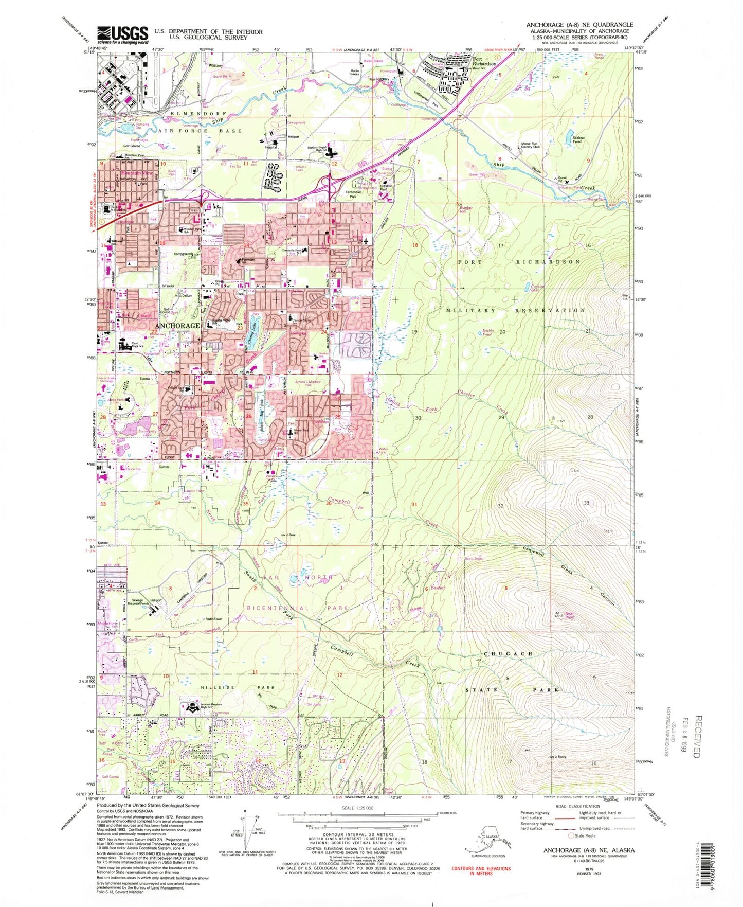 Classic USGS Anchorage A-8 NE Alaska 7.5'x7.5' Topo Map Image