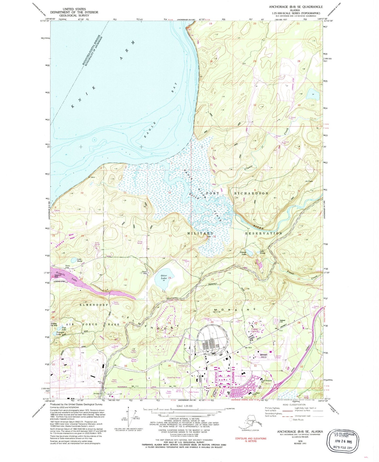 Classic USGS Anchorage B-8 SE Alaska 7.5'x7.5' Topo Map Image