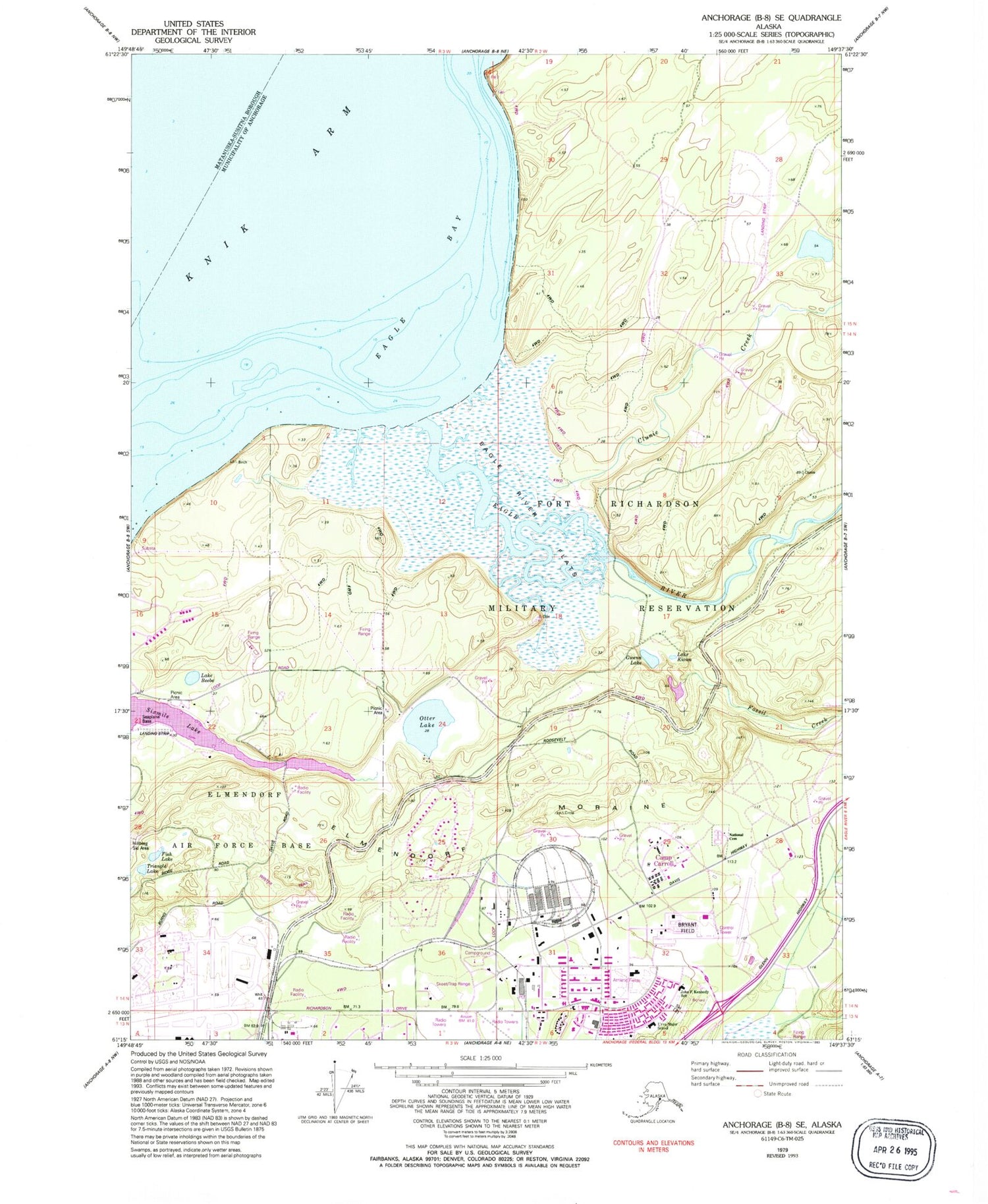 Classic USGS Anchorage B-8 SE Alaska 7.5'x7.5' Topo Map Image