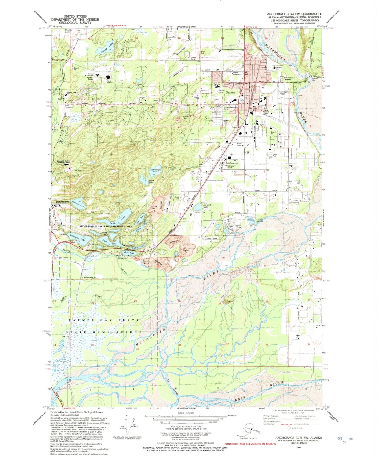 Classic USGS Anchorage C-6 SW Alaska 7.5'x7.5' Topo Map Image