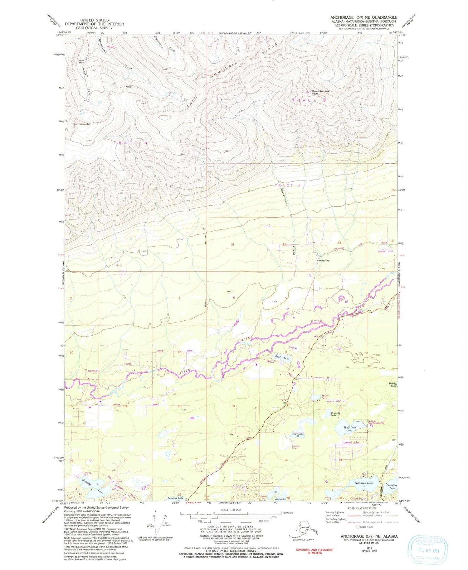 Classic USGS Anchorage C-7 NE Alaska 7.5'x7.5' Topo Map Image