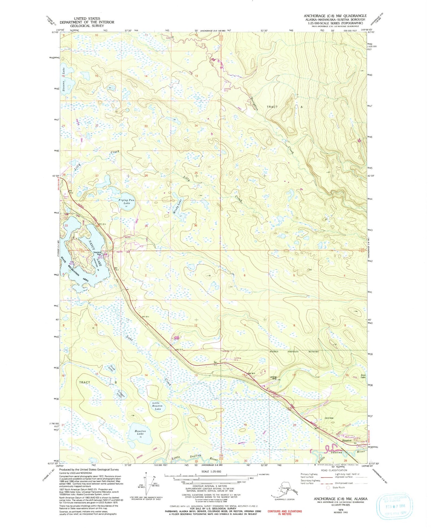 Classic USGS Anchorage C-8 NW Alaska 7.5'x7.5' Topo Map Image