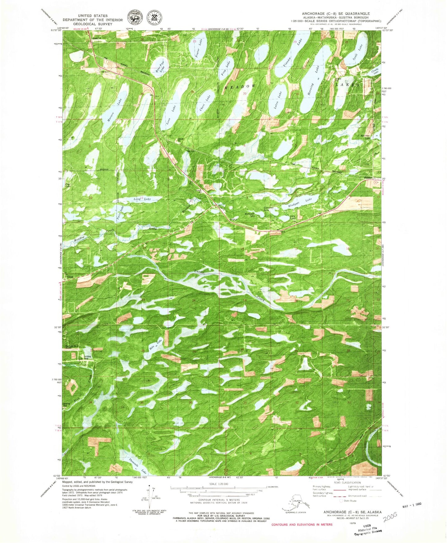 Classic USGS Anchorage C-8 SE Alaska 7.5'x7.5' Topo Map Image