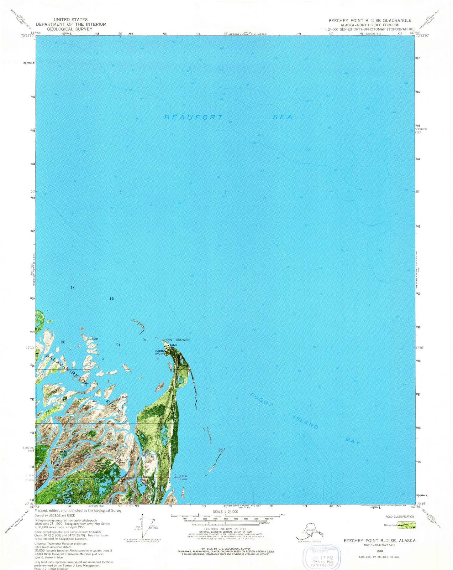 Classic USGS Beechey Point B-2 SE Alaska 7.5'x7.5' Topo Map Image