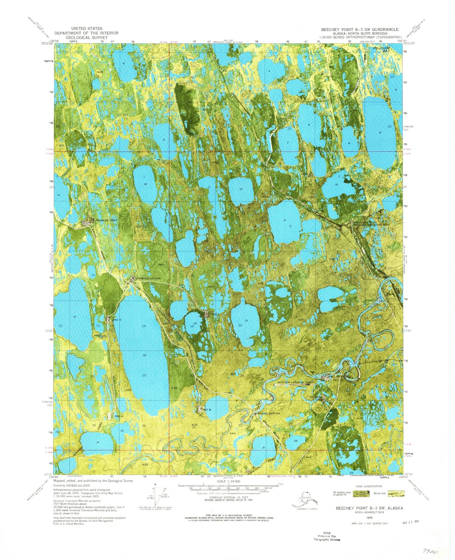 Classic USGS Beechey Point B-3 SW Alaska 7.5'x7.5' Topo Map Image
