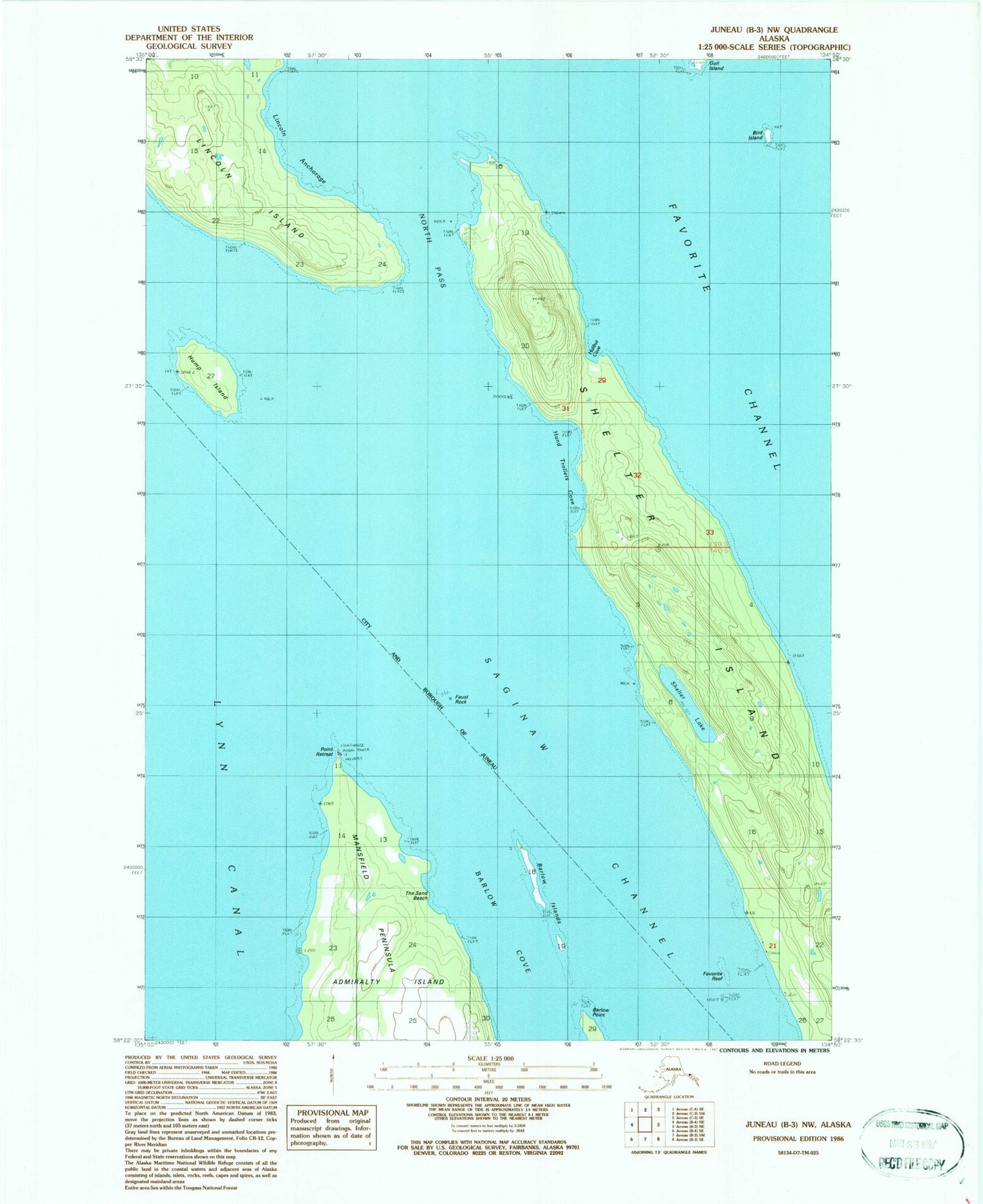 Classic USGS Juneau B-3 NW Alaska 7.5'x7.5' Topo Map Image
