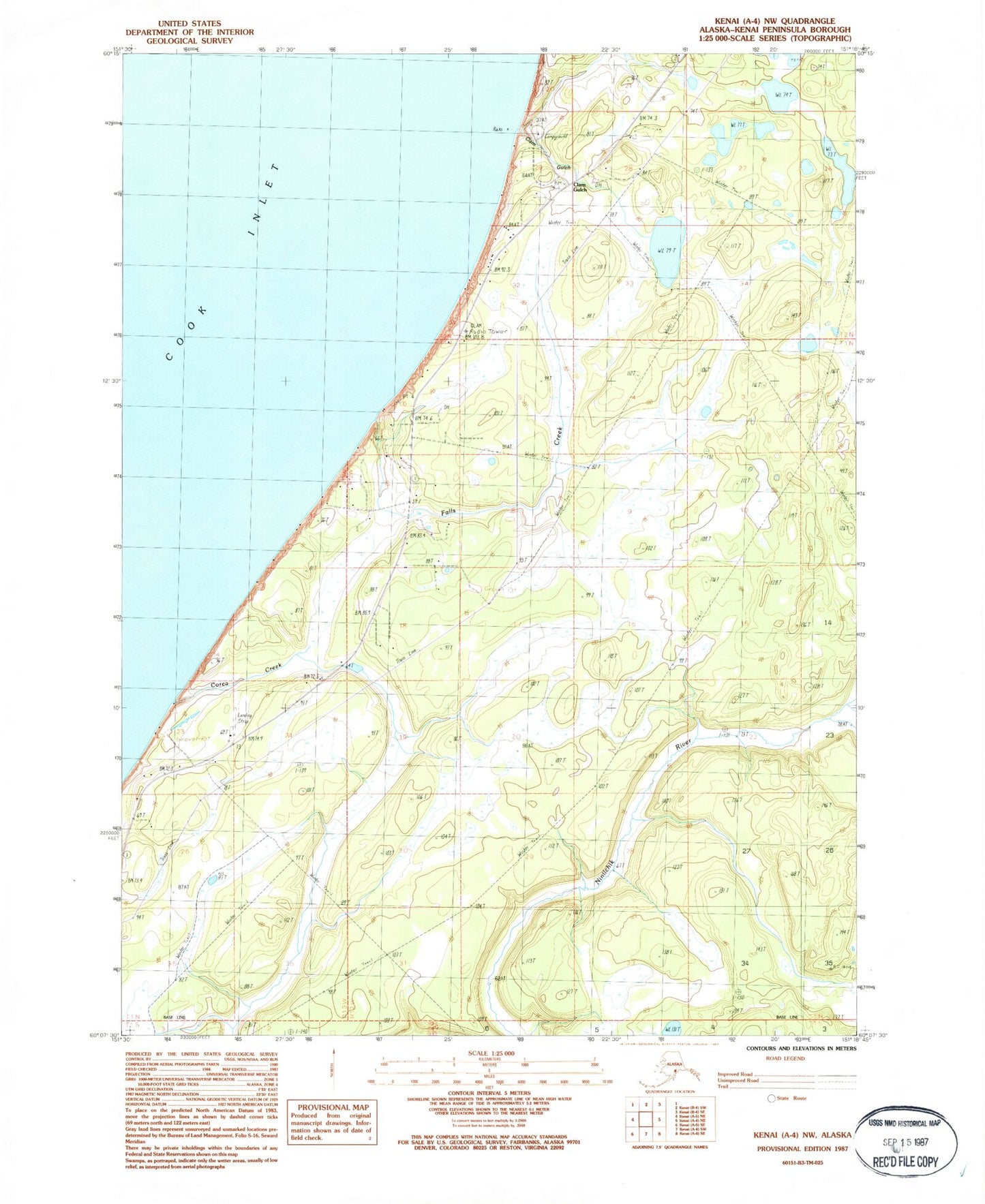 Classic USGS Kenai A-4 NW Alaska 7.5'x7.5' Topo Map Image