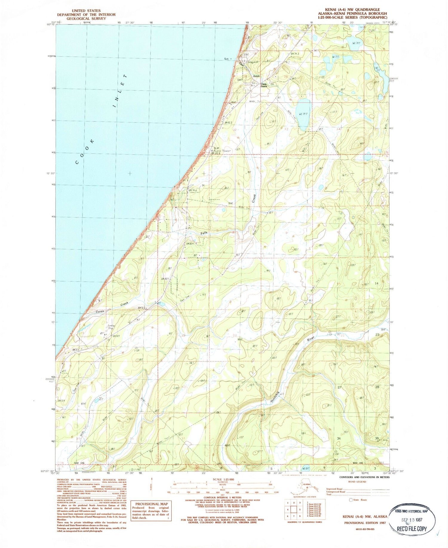 Classic USGS Kenai A-4 NW Alaska 7.5'x7.5' Topo Map Image