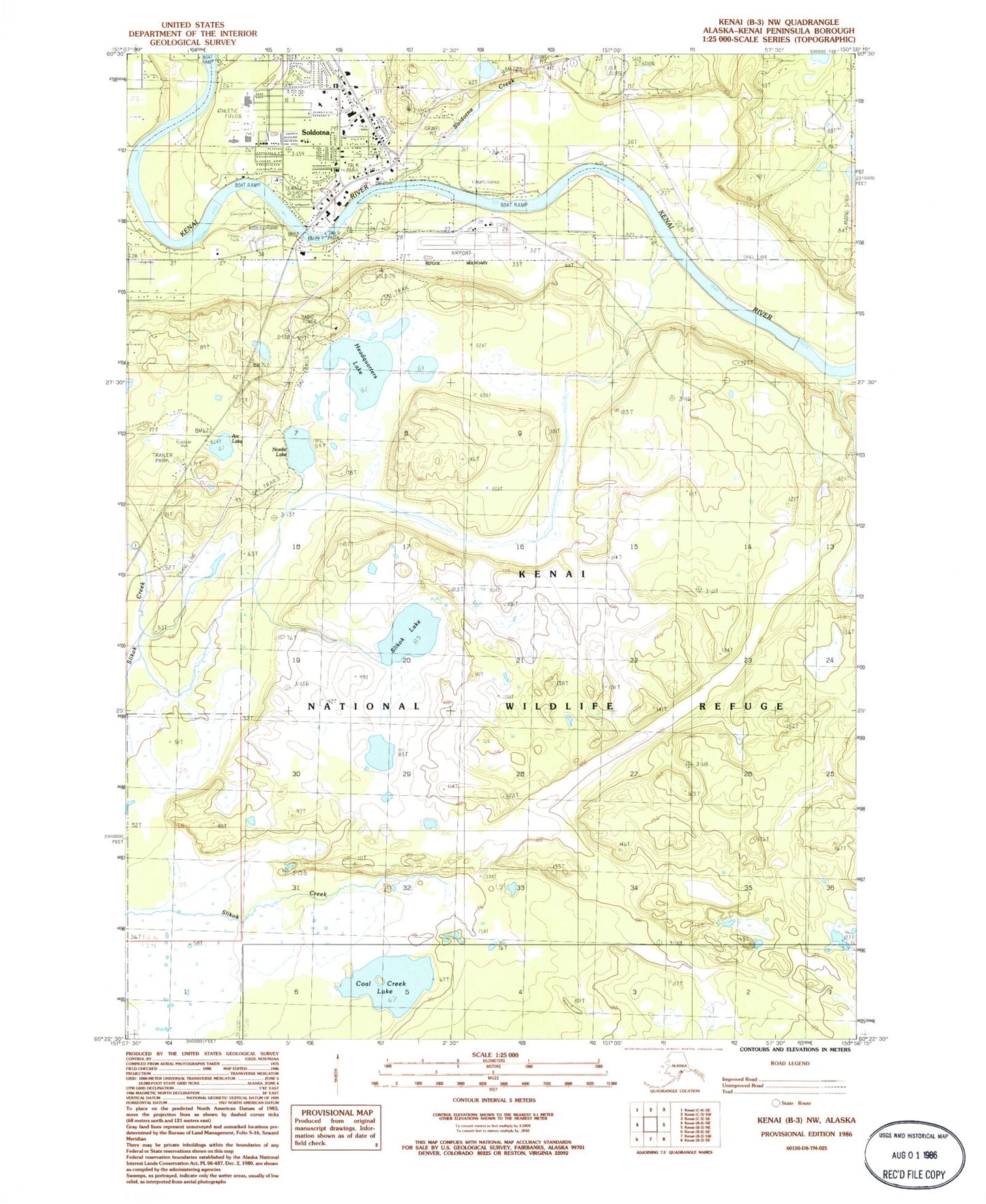Classic USGS Kenai B-3 NW Alaska 7.5'x7.5' Topo Map Image