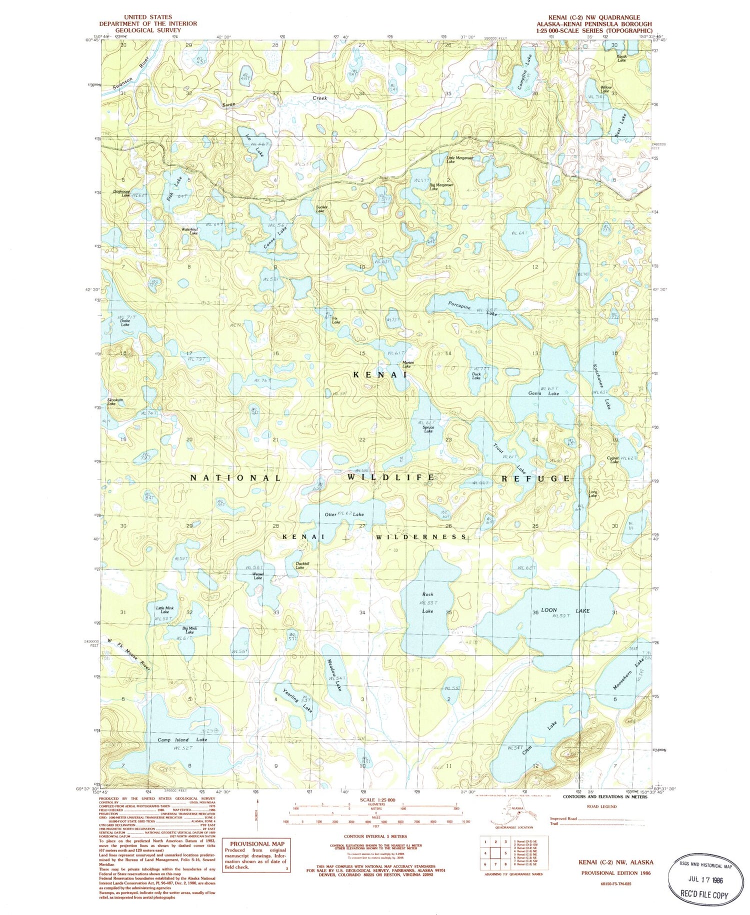 Classic USGS Kenai C-2 NW Alaska 7.5'x7.5' Topo Map Image