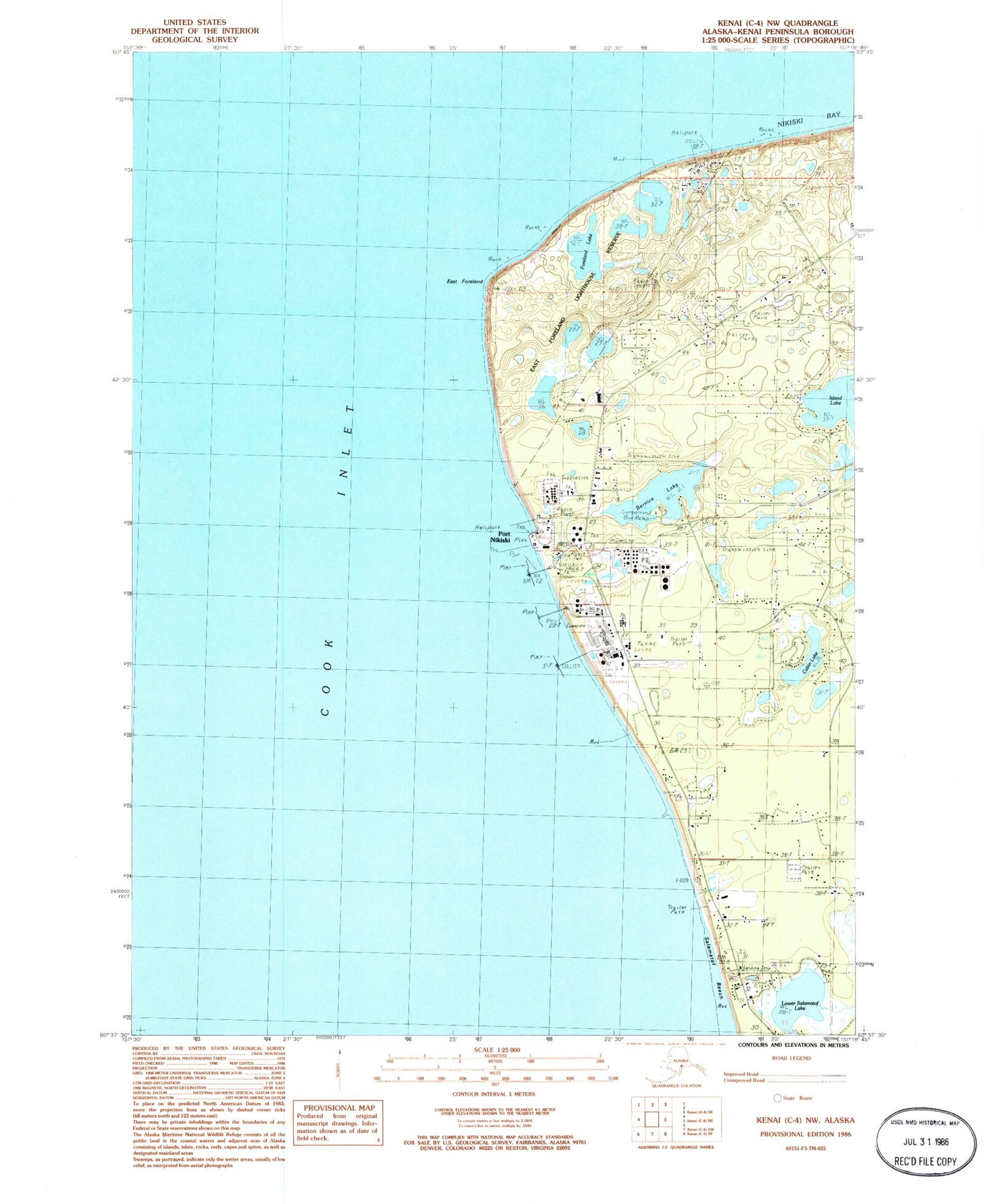 Classic USGS Kenai C-4 NW Alaska 7.5'x7.5' Topo Map Image