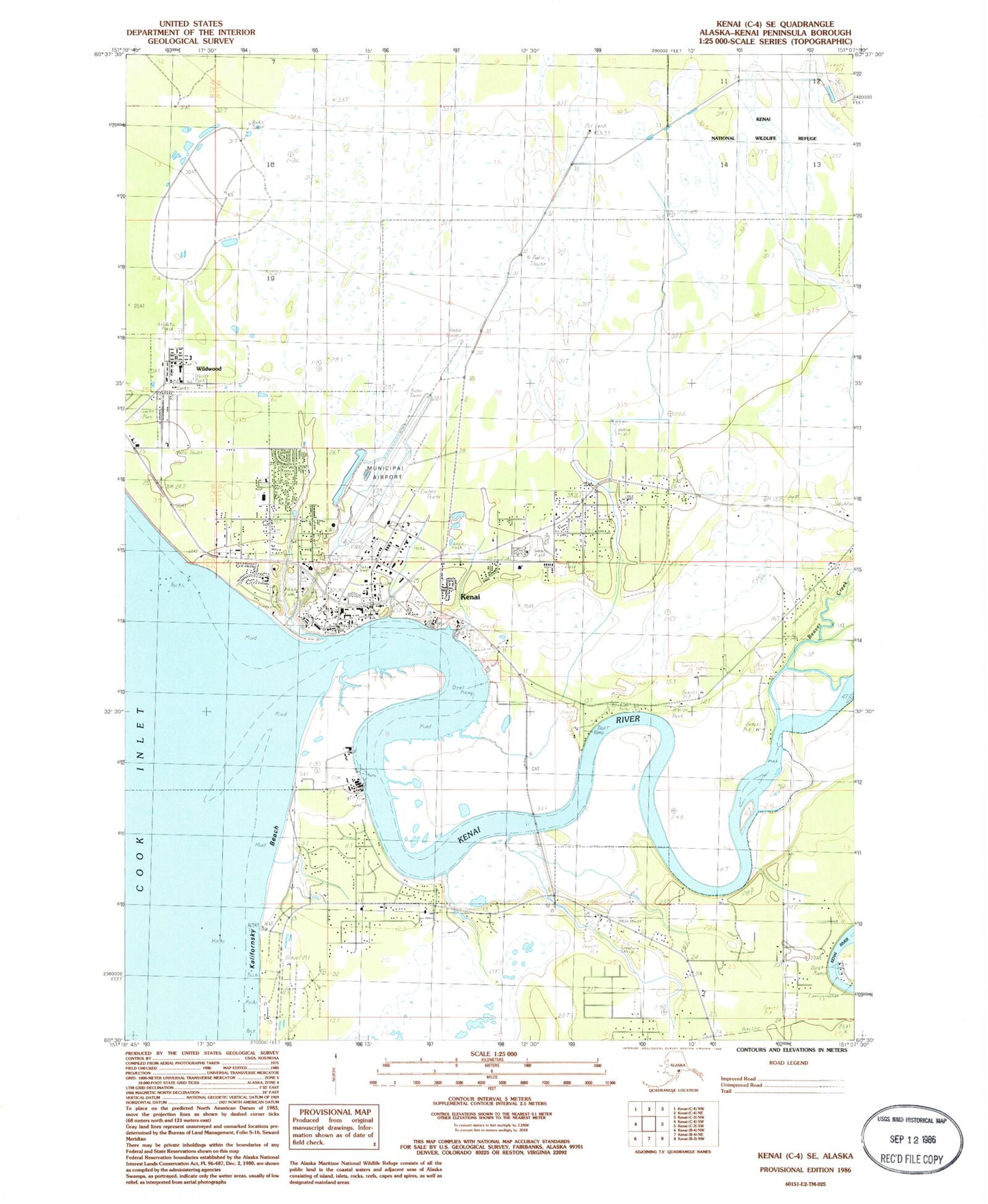 Classic USGS Kenai C-4 SE Alaska 7.5'x7.5' Topo Map Image