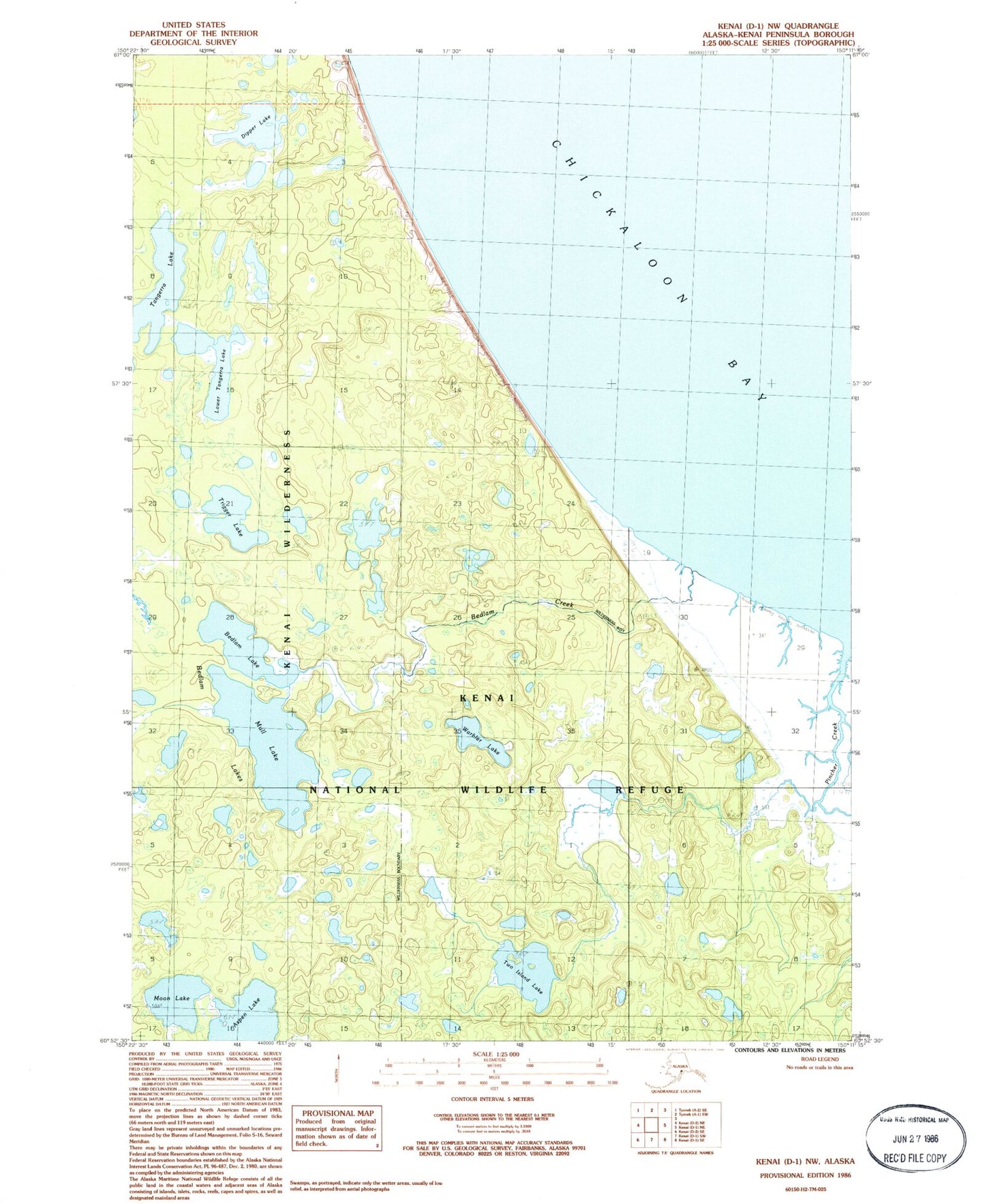 Classic USGS Kenai D-1 NW Alaska 7.5'x7.5' Topo Map Image