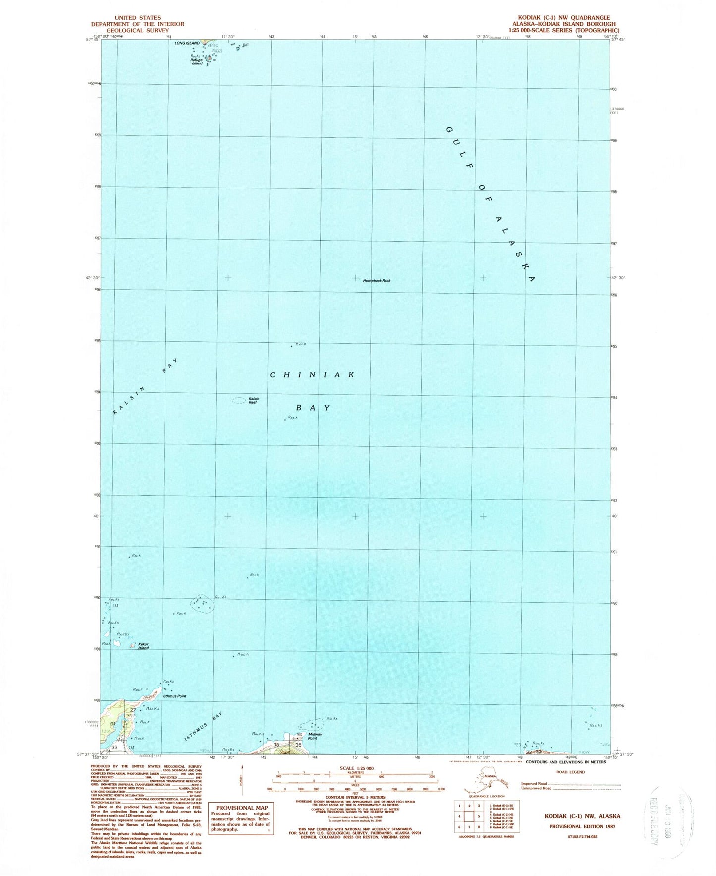 Classic USGS Kodiak C-1 NW Alaska 7.5'x7.5' Topo Map Image