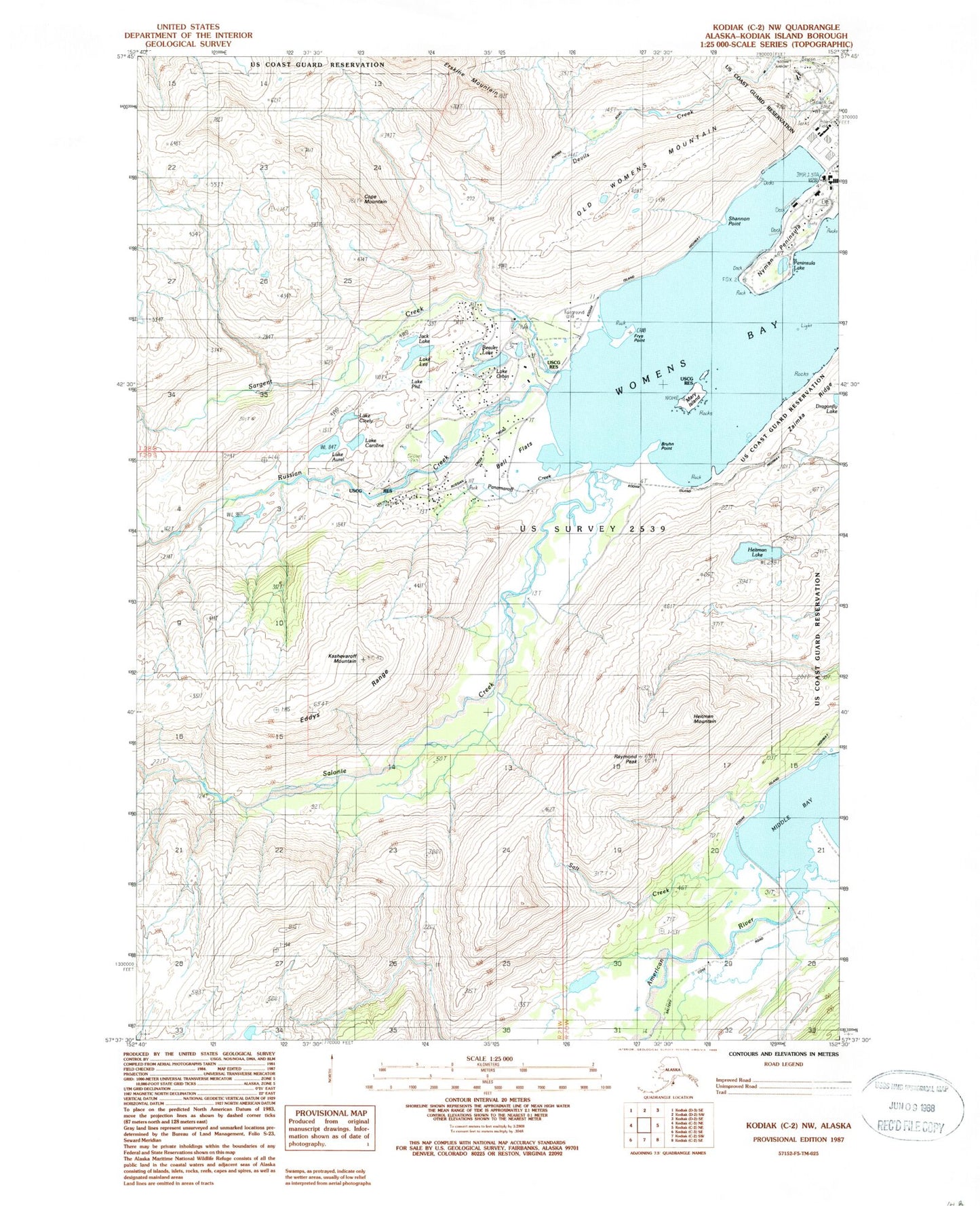 Classic USGS Kodiak C-2 NW Alaska 7.5'x7.5' Topo Map Image