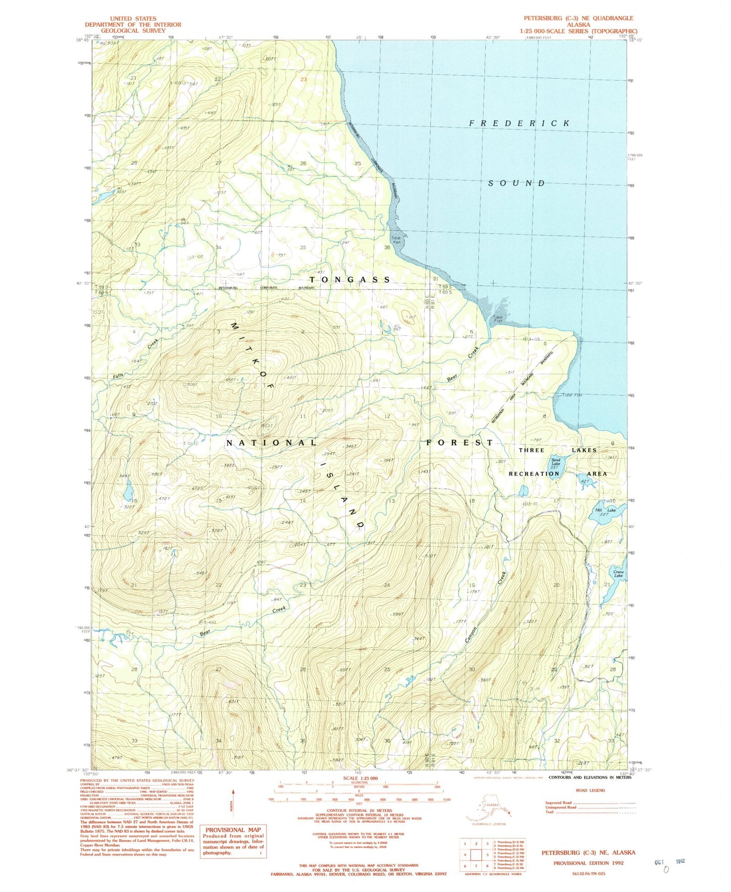Classic USGS Petersburg C-3 NE Alaska 7.5'x7.5' Topo Map Image
