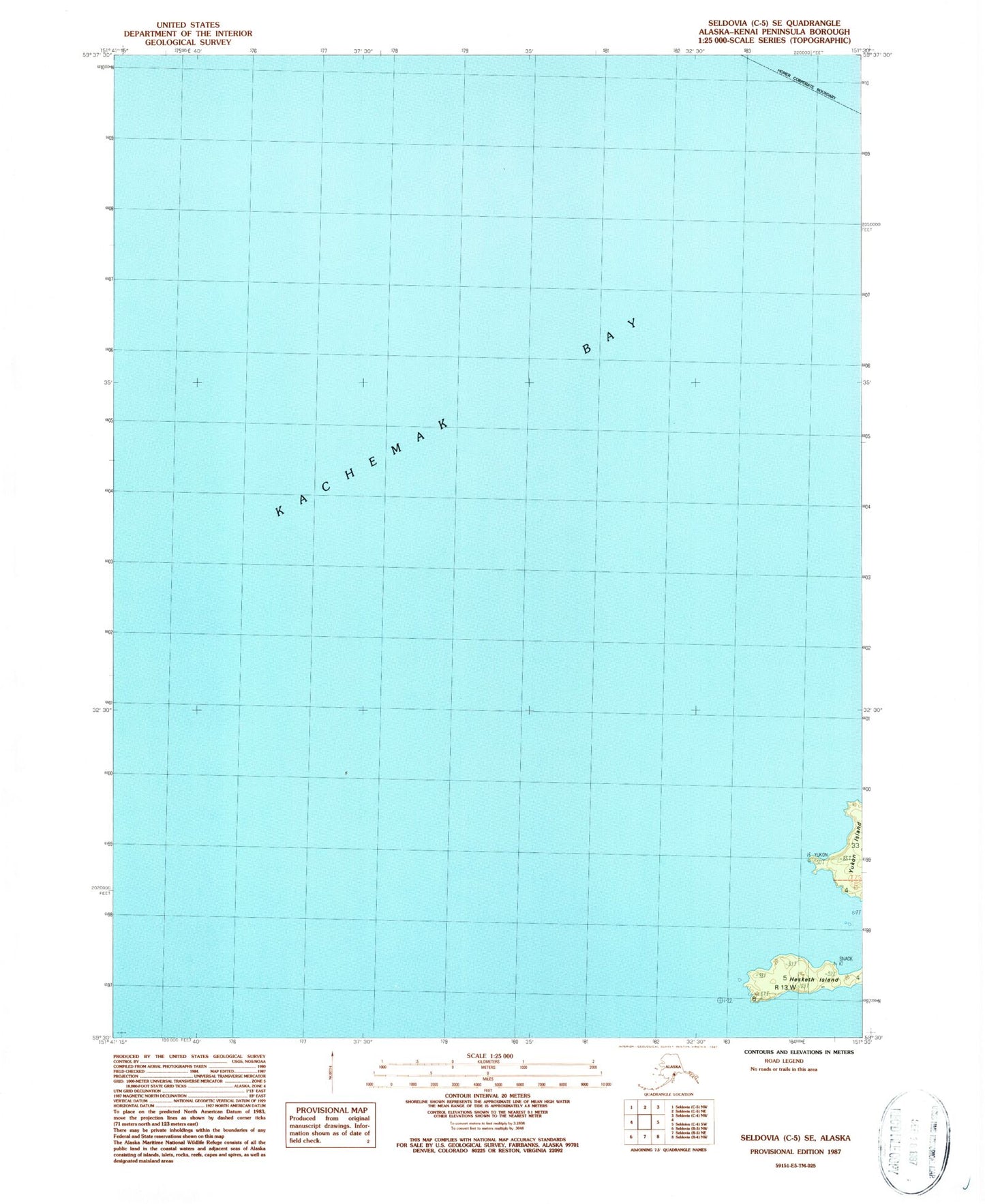 Classic USGS Seldovia C-5 SE Alaska 7.5'x7.5' Topo Map Image