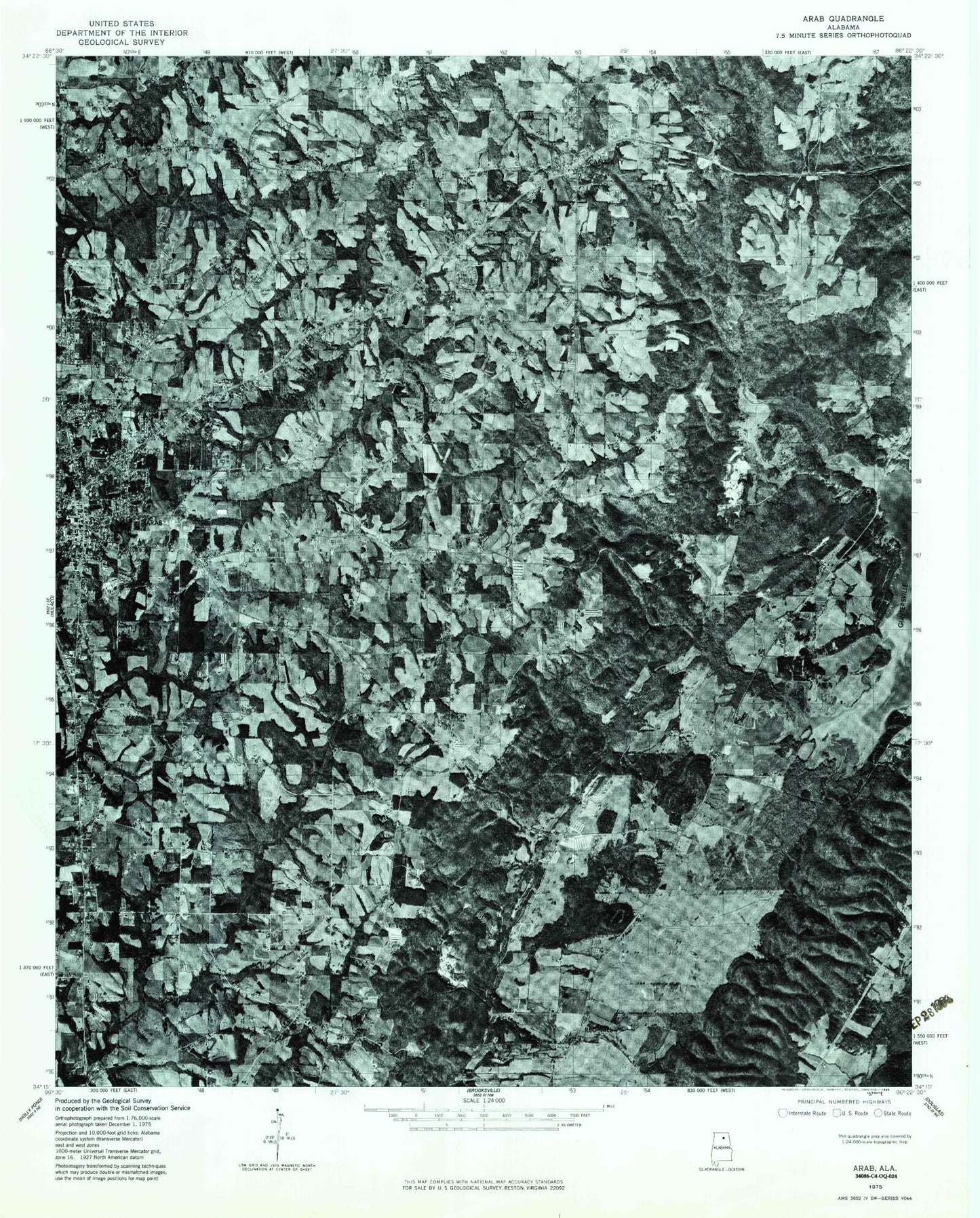 Classic USGS Arab Alabama 7.5'x7.5' Topo Map Image