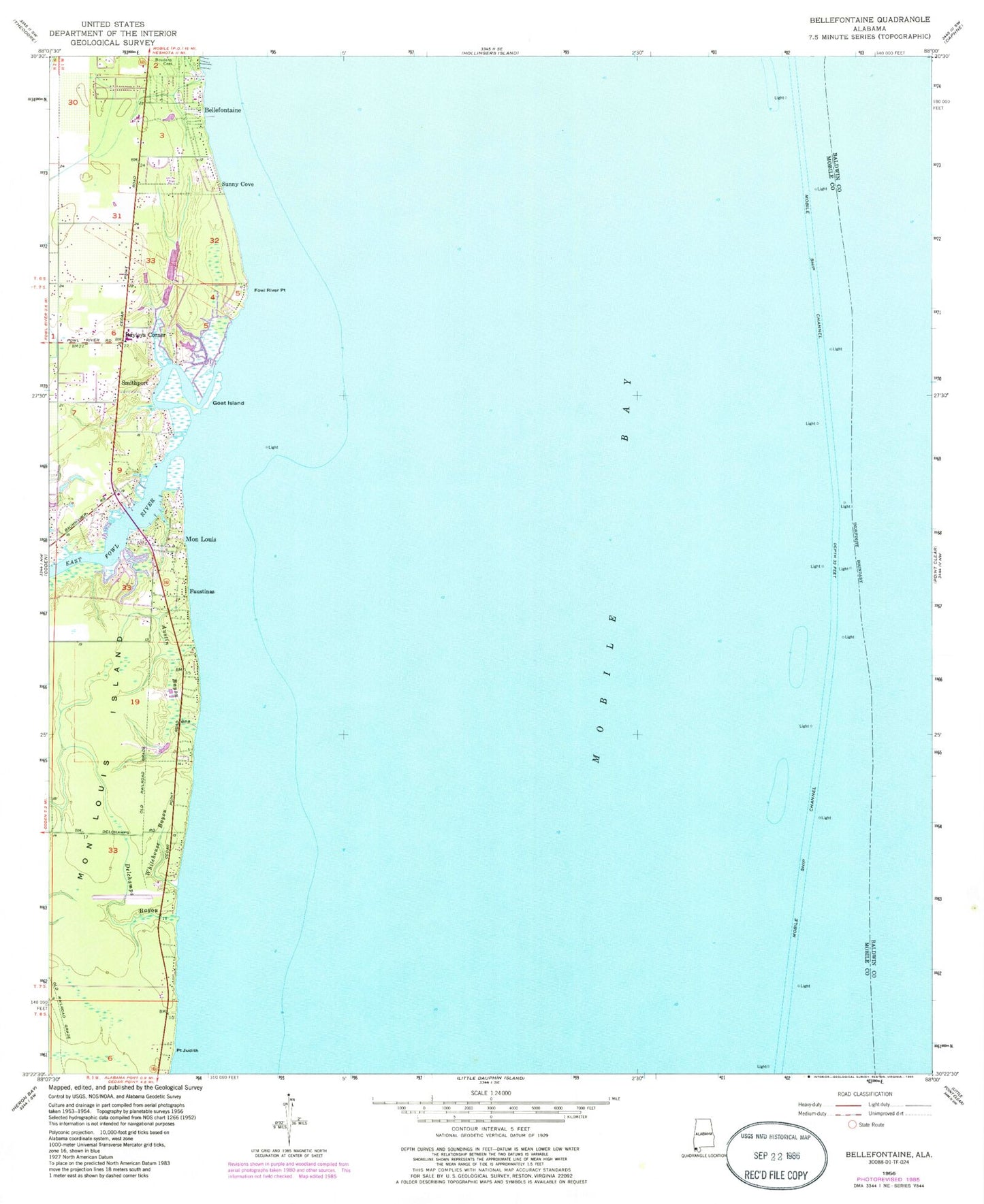 Classic USGS Bellefontaine Alabama 7.5'x7.5' Topo Map Image