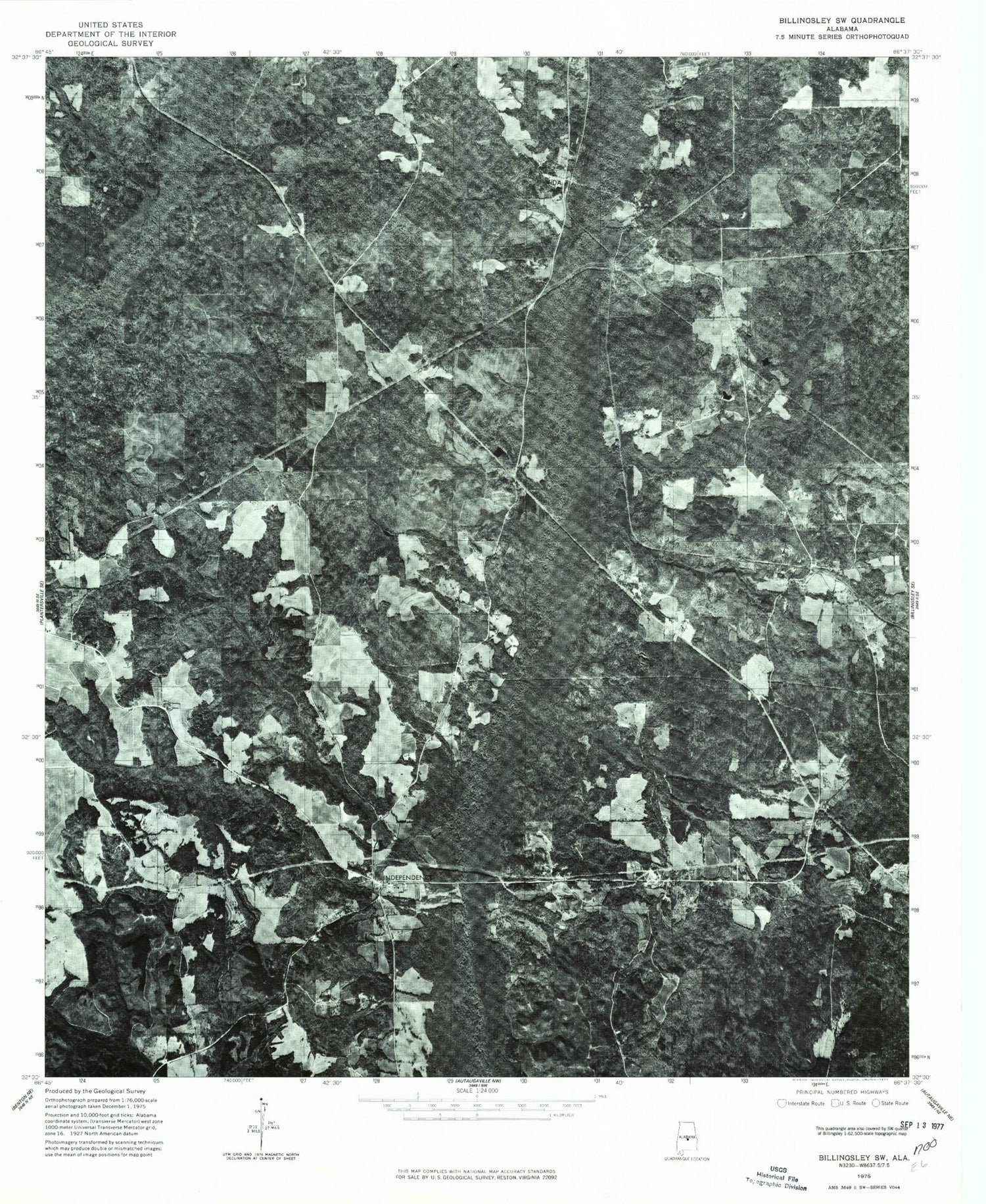 Classic USGS Vida Alabama 7.5'x7.5' Topo Map Image