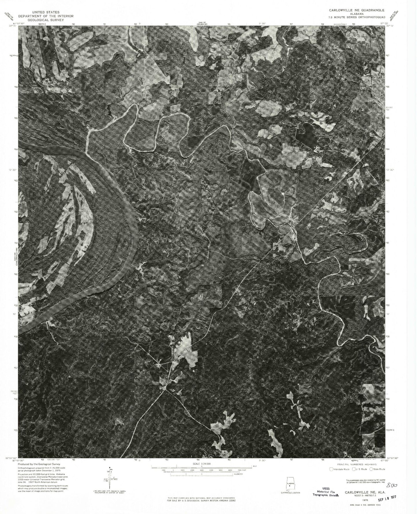 Classic USGS Elm Bluff Alabama 7.5'x7.5' Topo Map Image